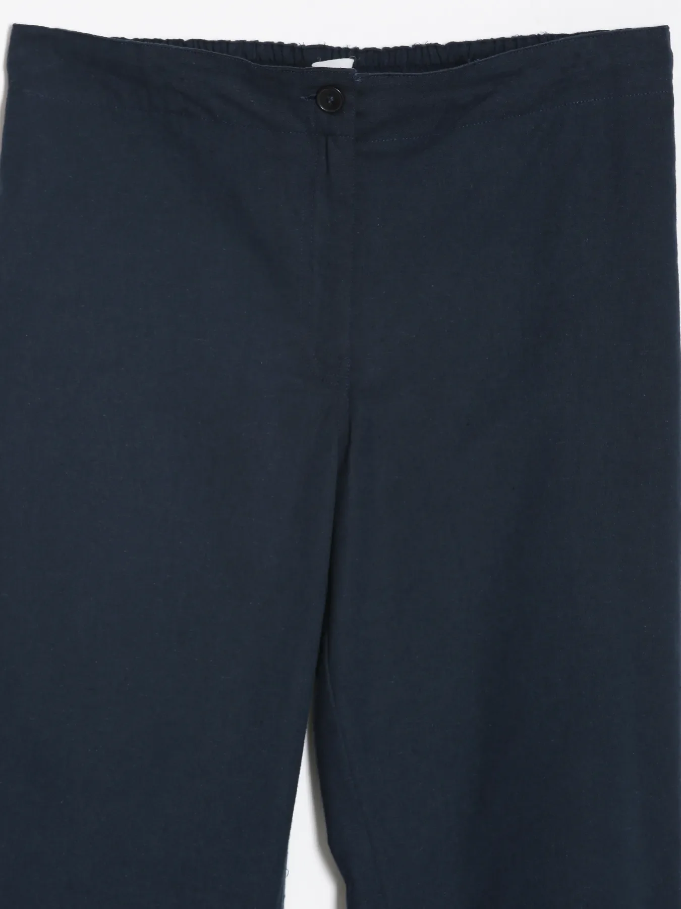 Women Navy Blue Airy Linen Straight Pants - Image 15