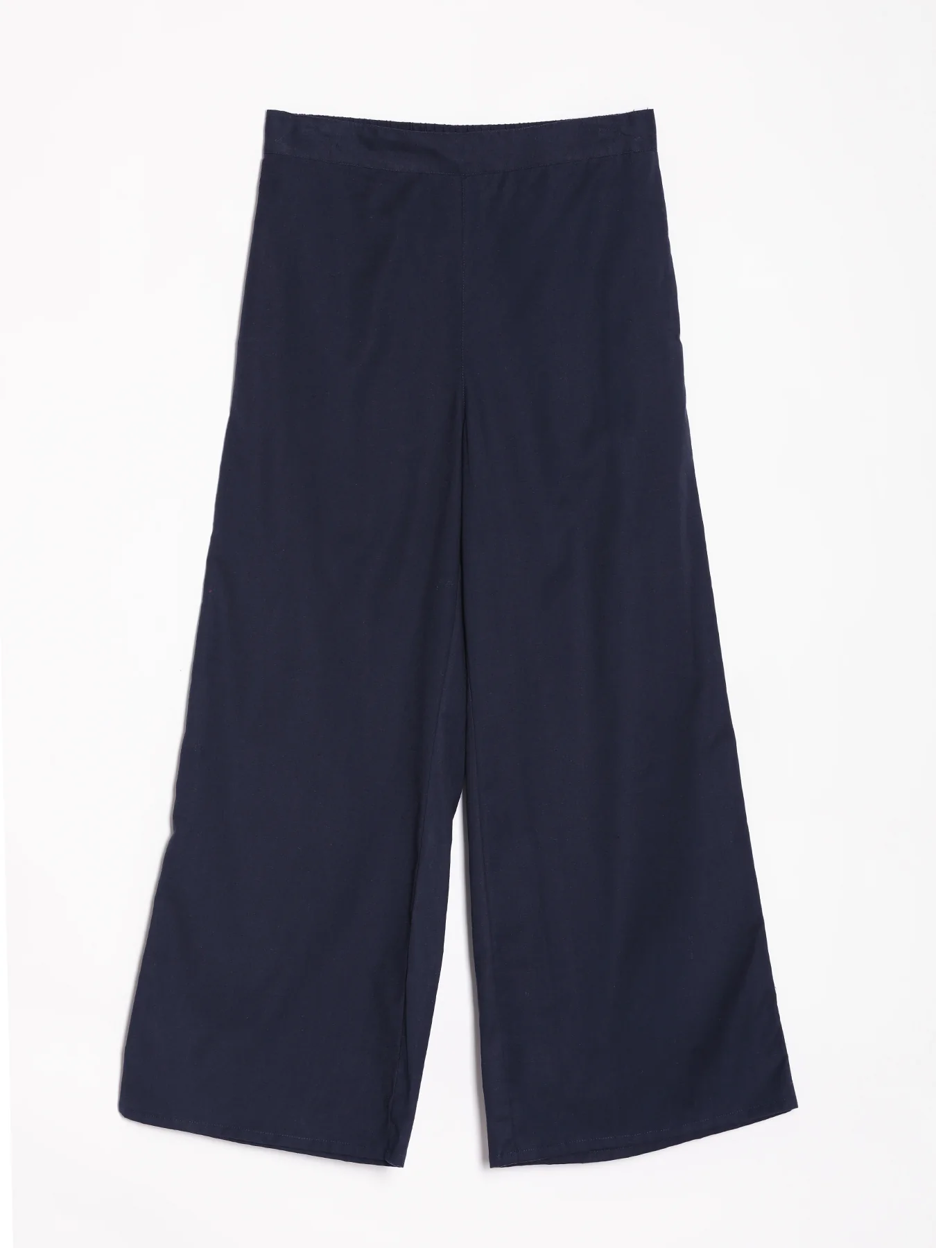 Women Navy Blue Airy Linen Wide Leg Pant - Image 13