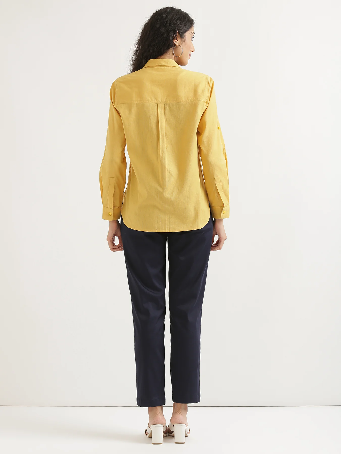 Women Navy Blue Formal Pant - Image 3
