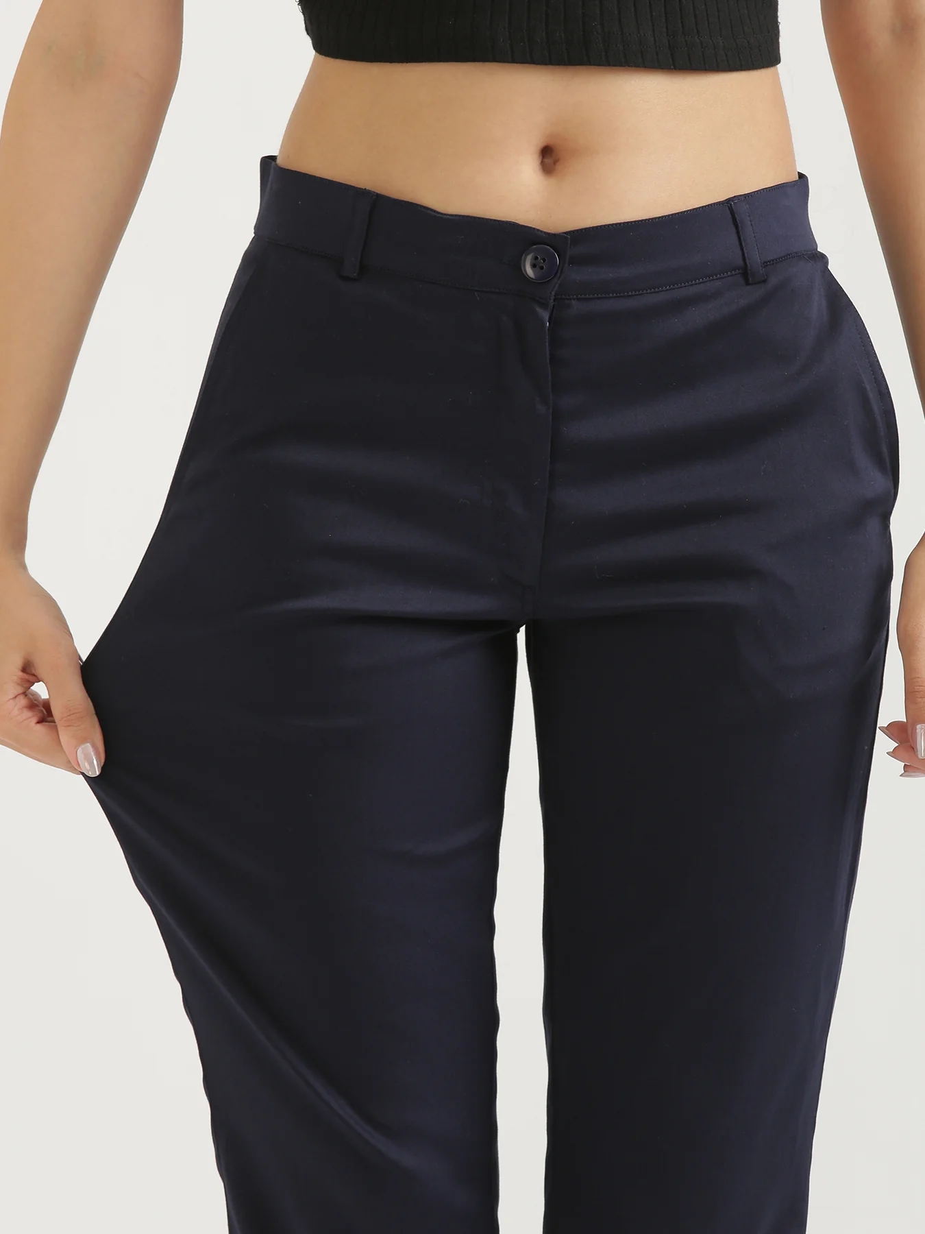 Women Navy Blue Formal Pant - Image 6