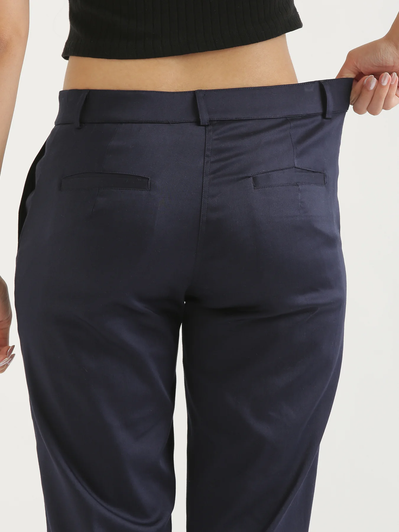 Women Navy Blue Formal Pant - Image 7