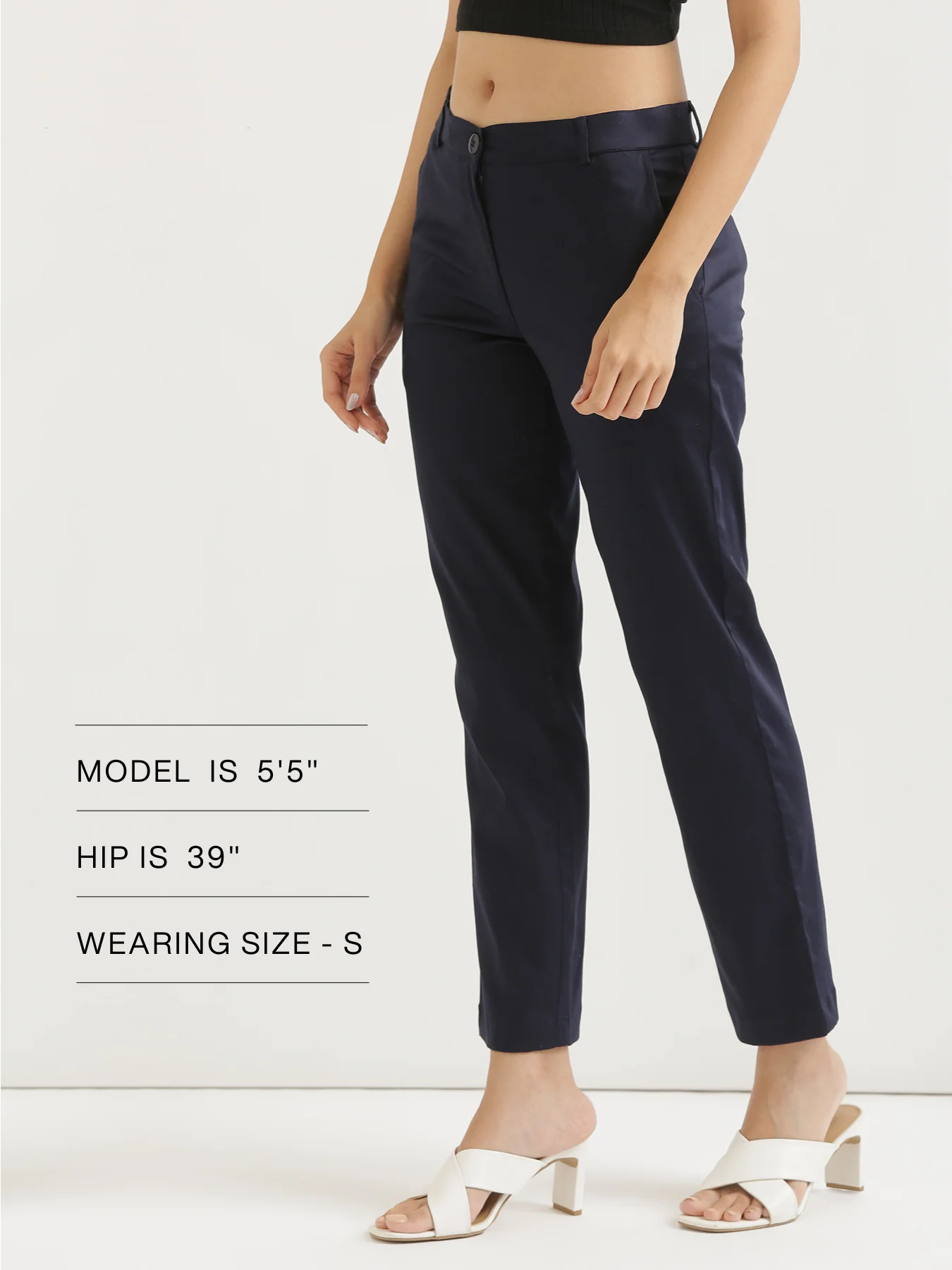 Women Navy Blue Formal Pant - Image 9