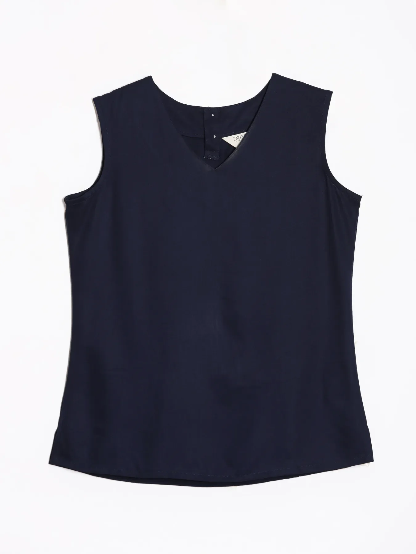 Women Navy Blue V-Neck Sleeveless Top - Image 11