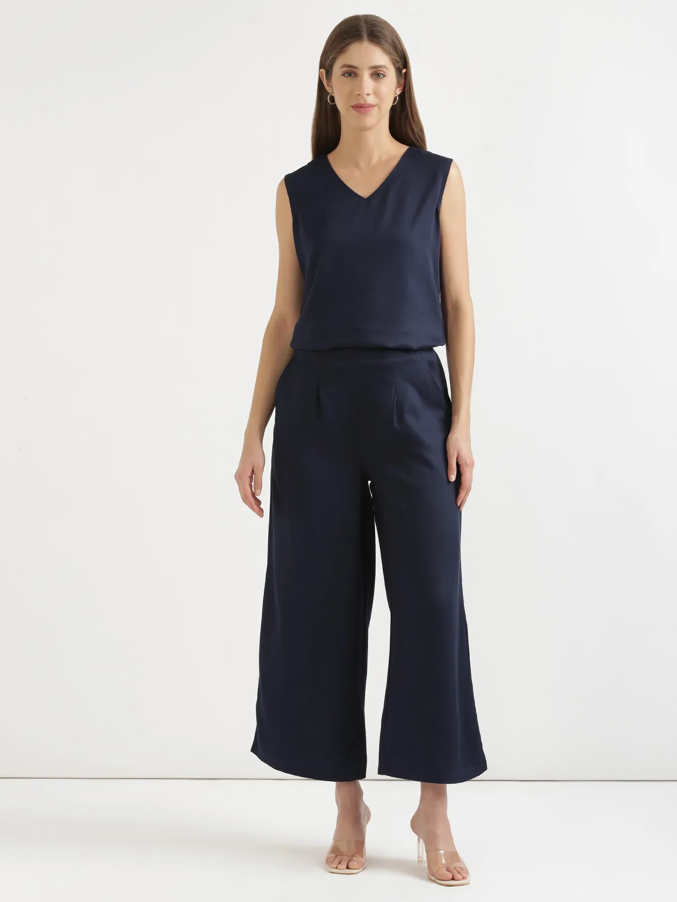 Women Navy Blue Viscose Palazzo Pant - Image 10