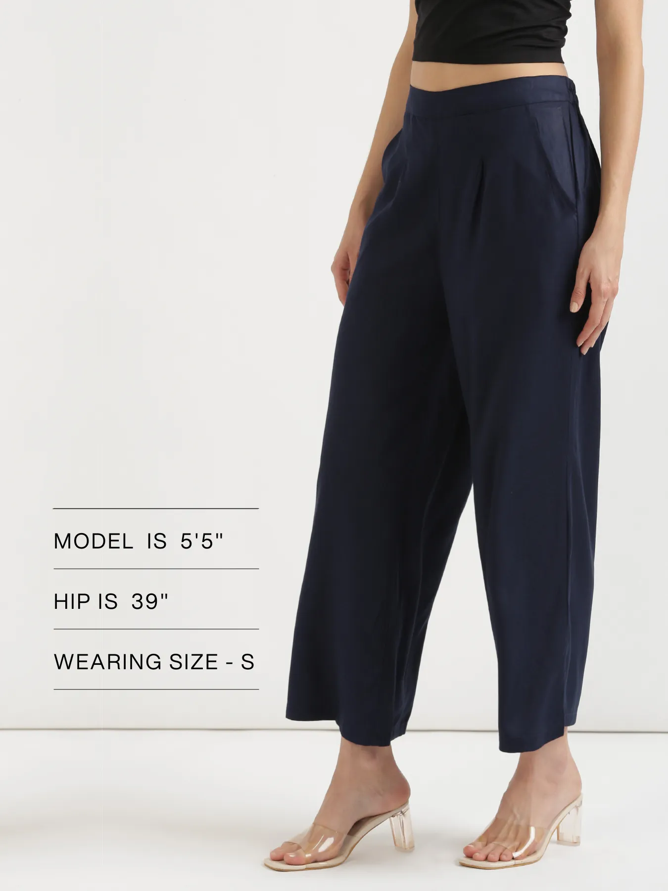 Women Navy Blue Viscose Palazzo Pant - Image 13