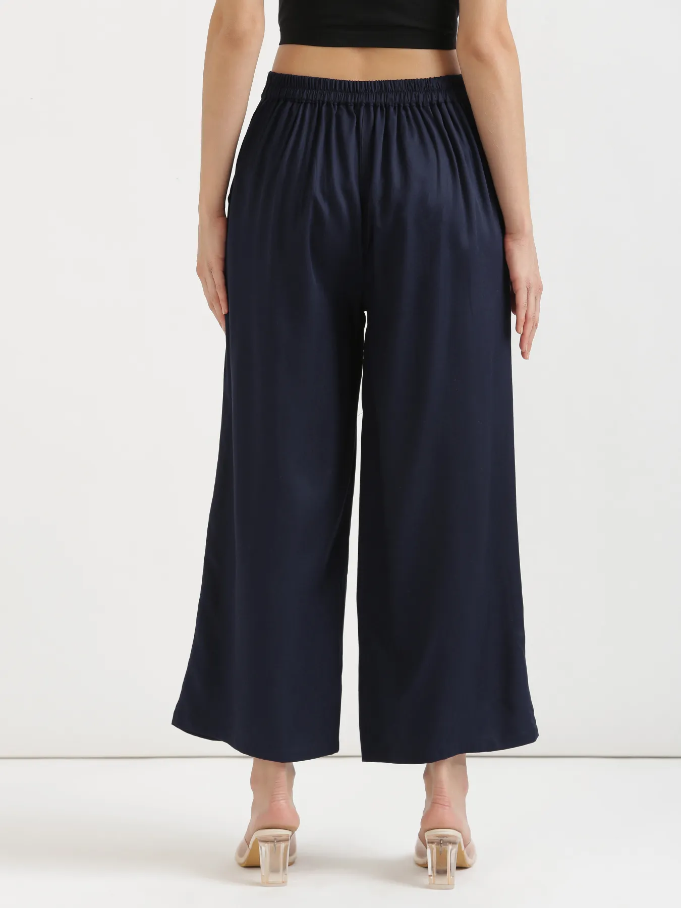 Women Navy Blue Viscose Palazzo Pant - Image 8