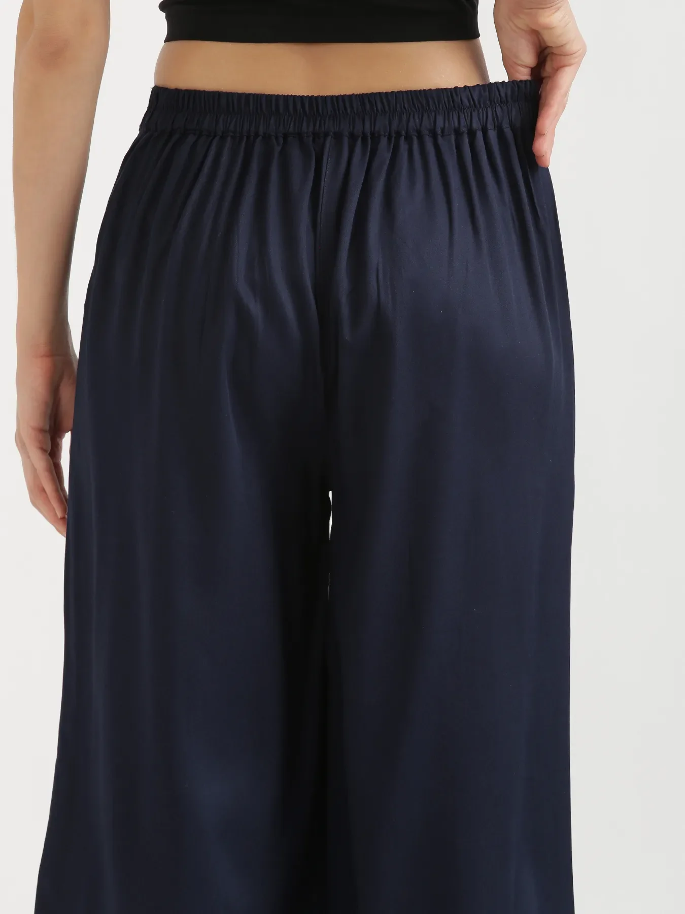 Women Navy Blue Viscose Palazzo Pant - Image 9
