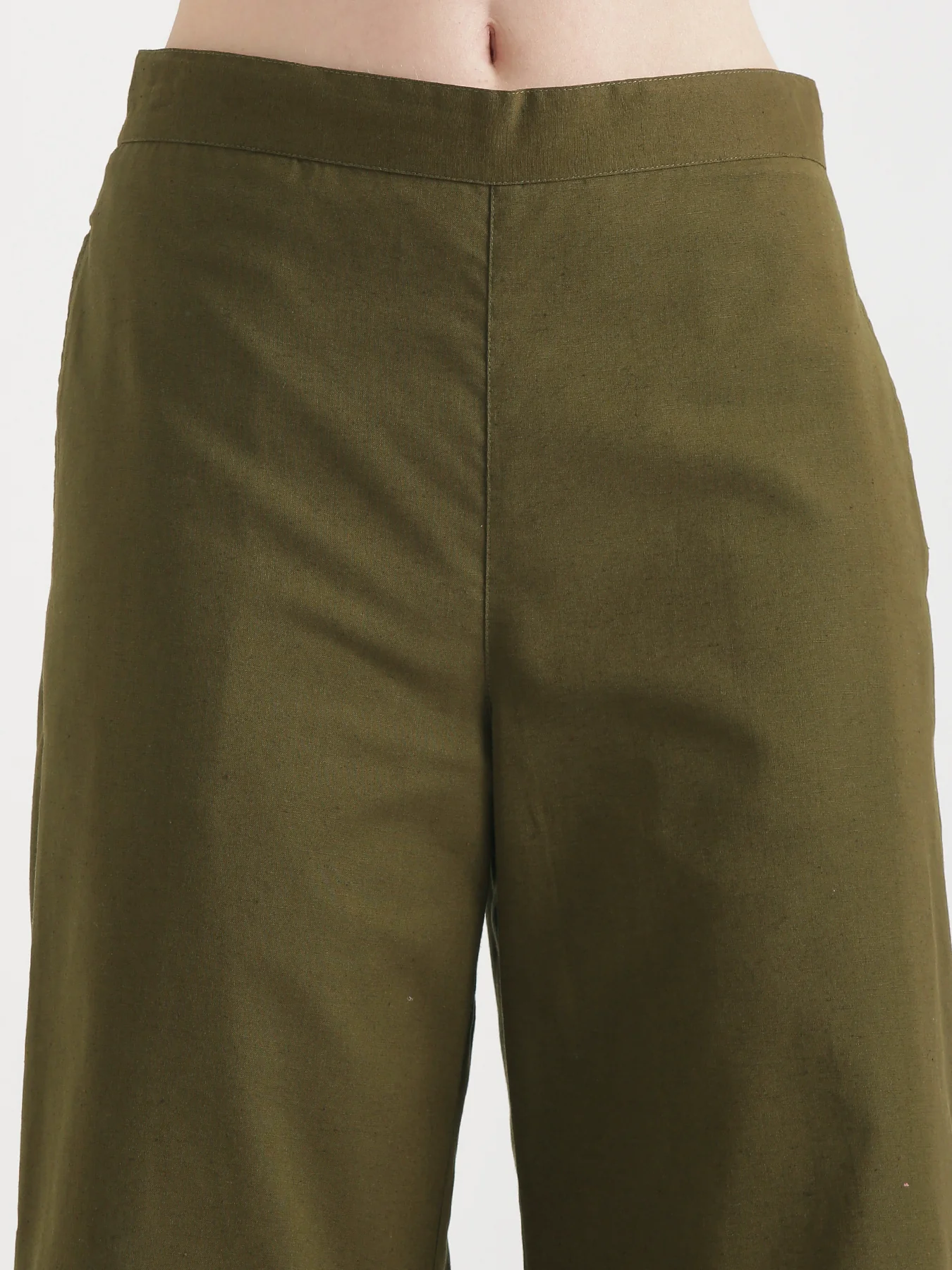 Women Olive Green Airy Linen Wide Leg Pant - Image 13
