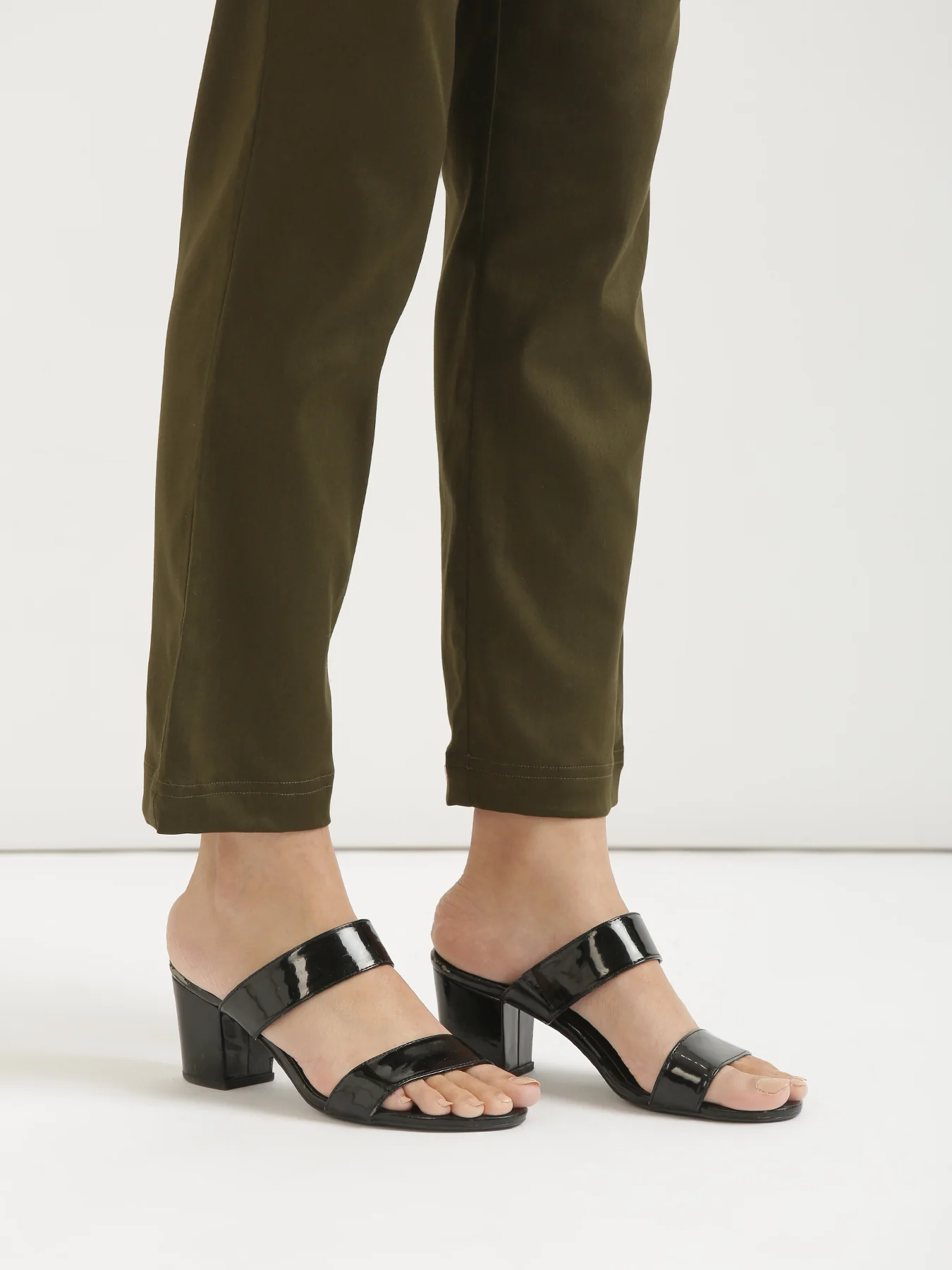 Women Olive Green Formal Pant - Image 9