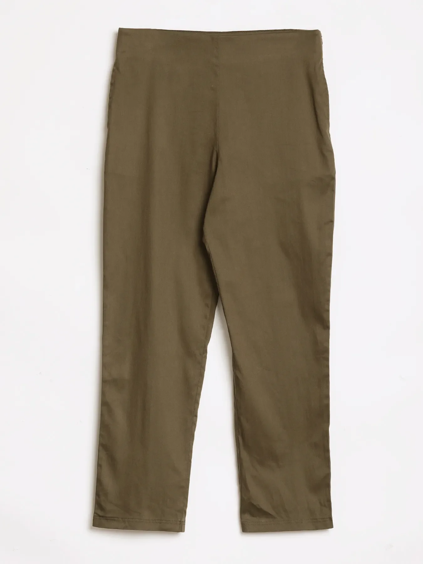 Women Plus Size Olive Green Straight Fit Formal Pants - Image 14