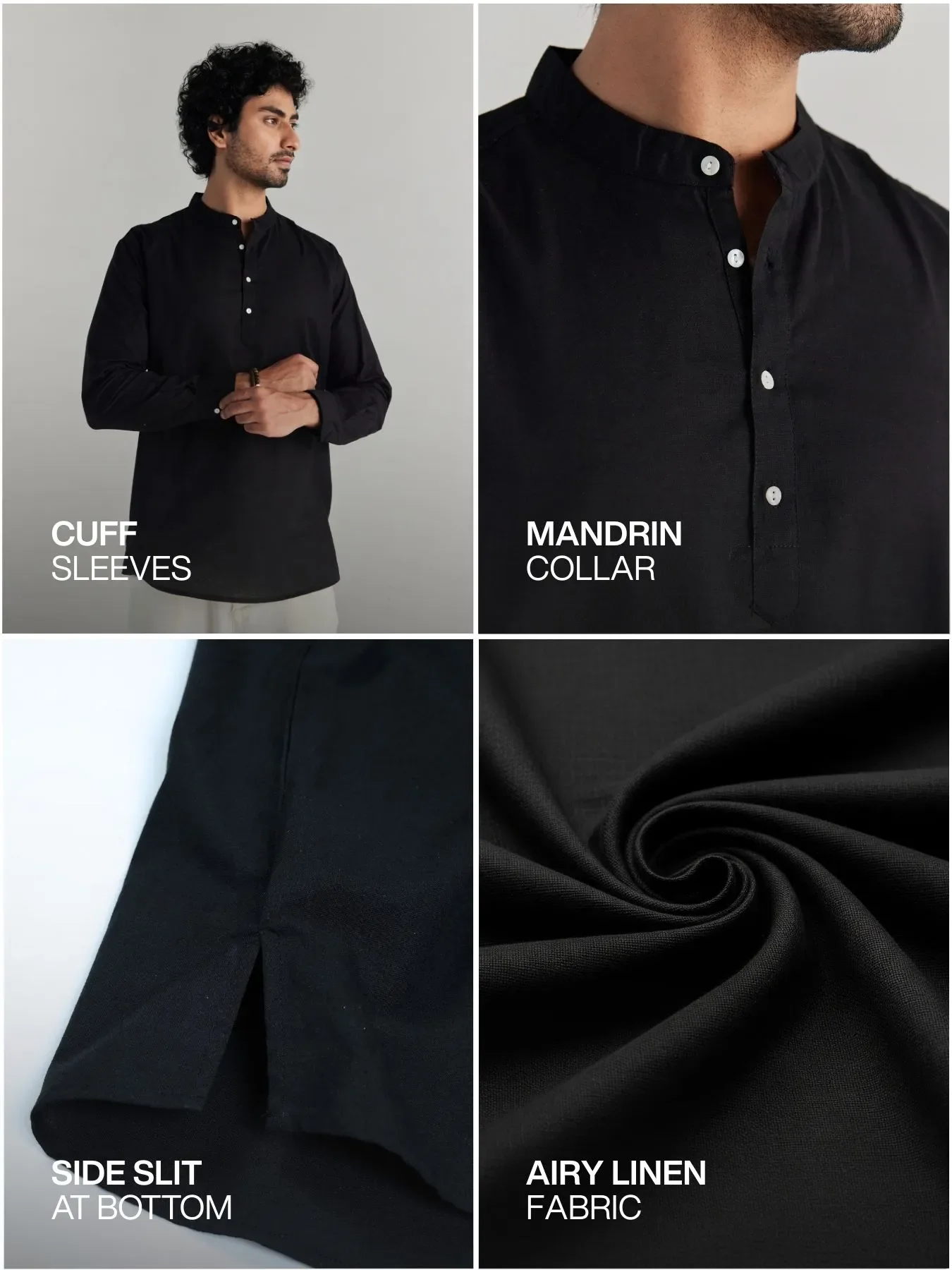 Pick Any 4 Men Airy Linen Short Kurta - Image 5