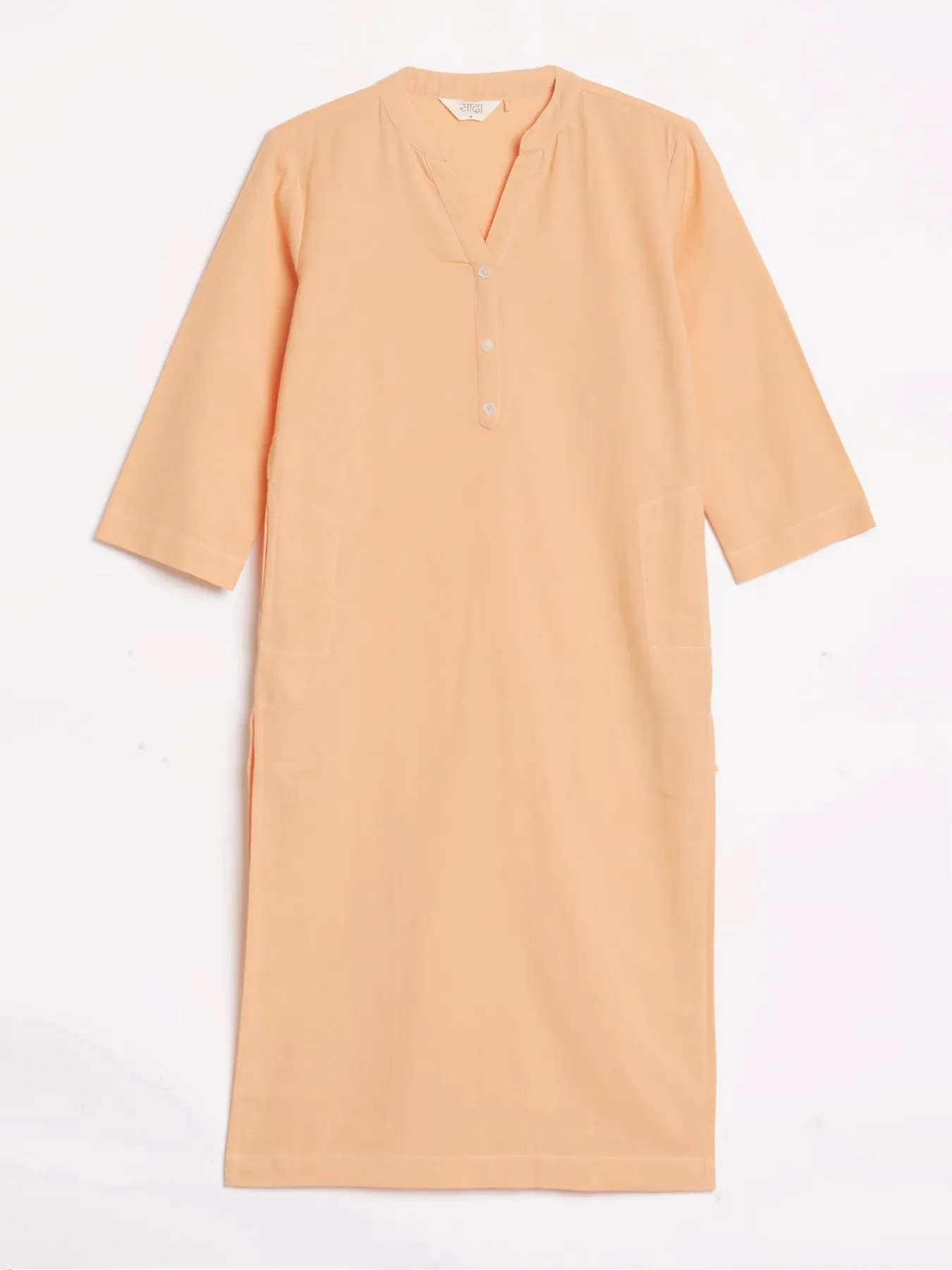 Women Peach Airy Linen Long Kurta - Image 10