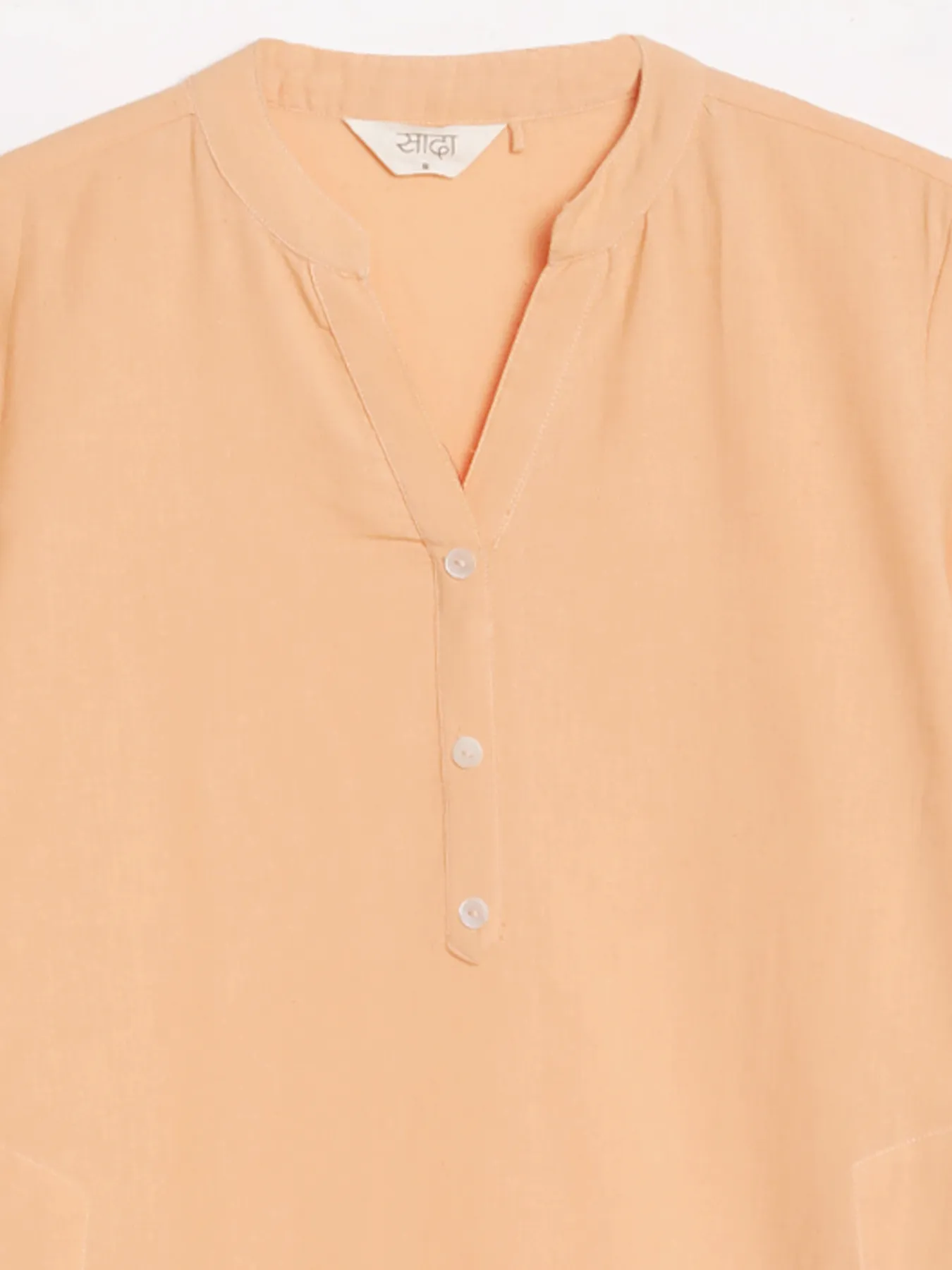 Women Peach Airy Linen Long Kurta - Image 11