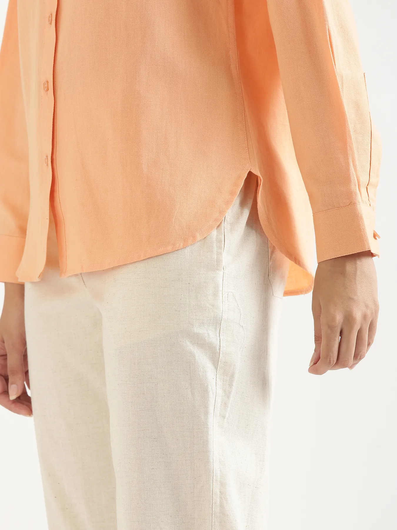 Women Peach Airy-Linen Shirt - Image 12