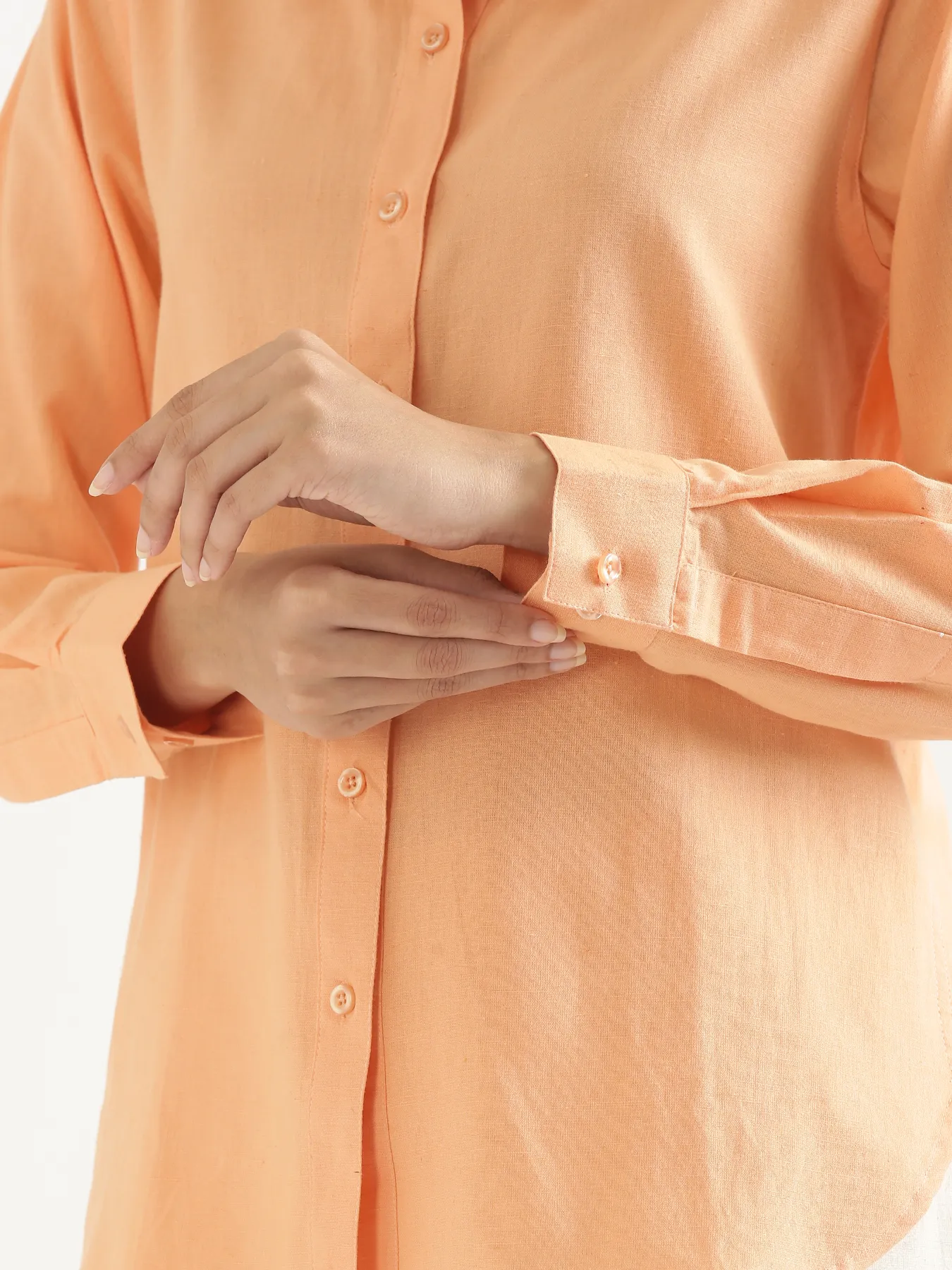 Women Peach Airy-Linen Shirt - Image 13