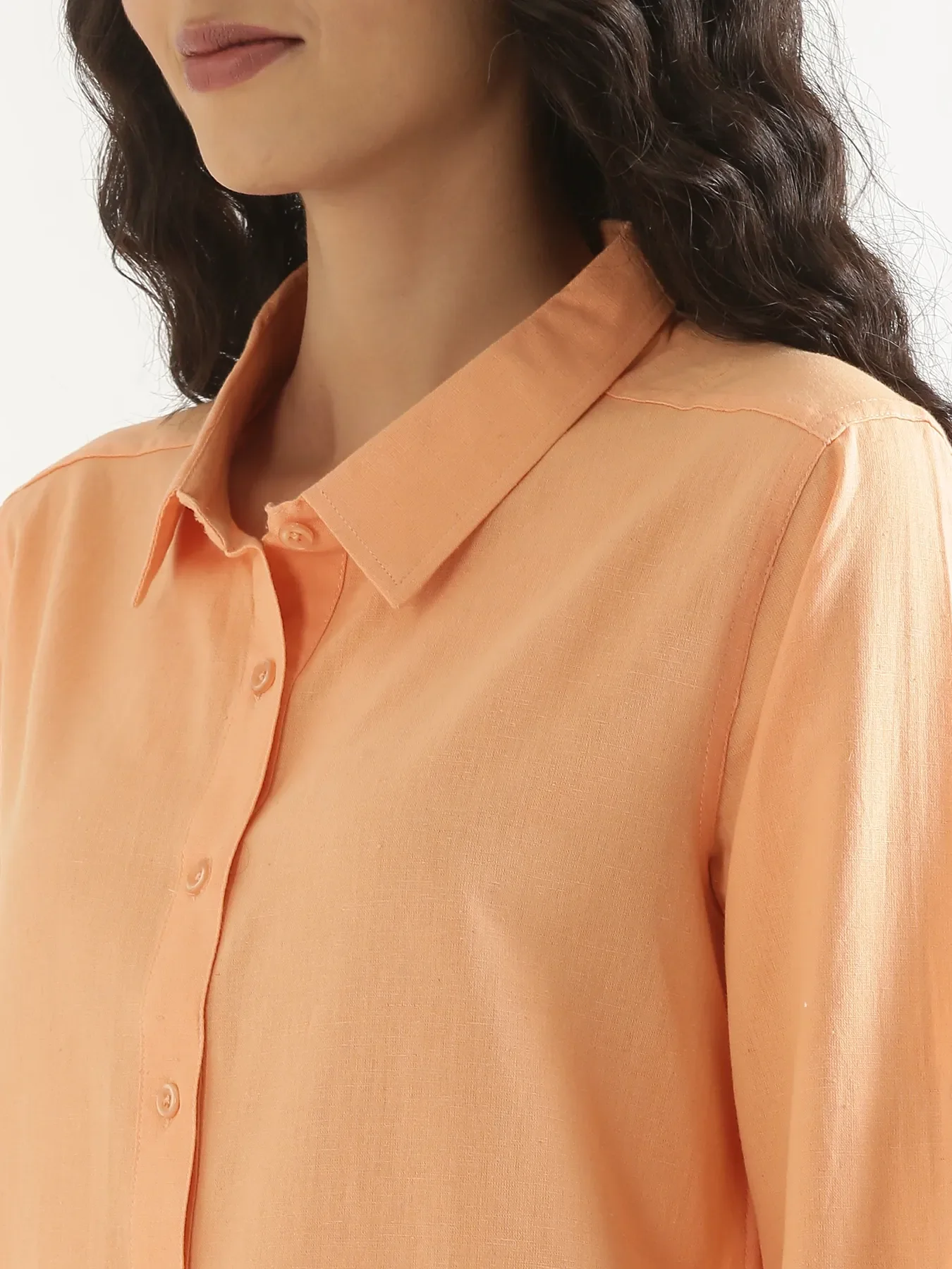 Women Peach Airy-Linen Shirt - Image 6