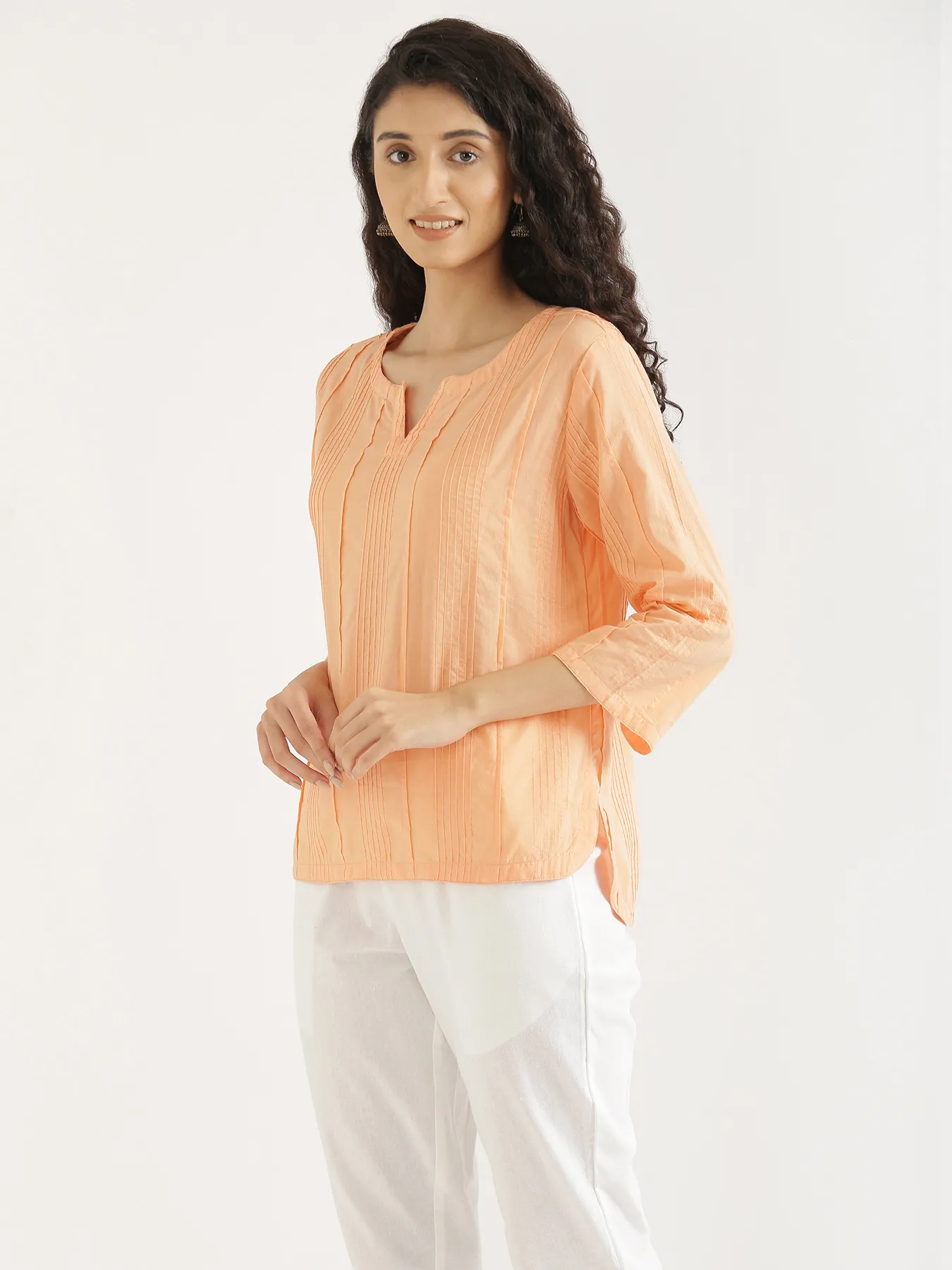 Women Peach Everyday Cotton Top - Image 3