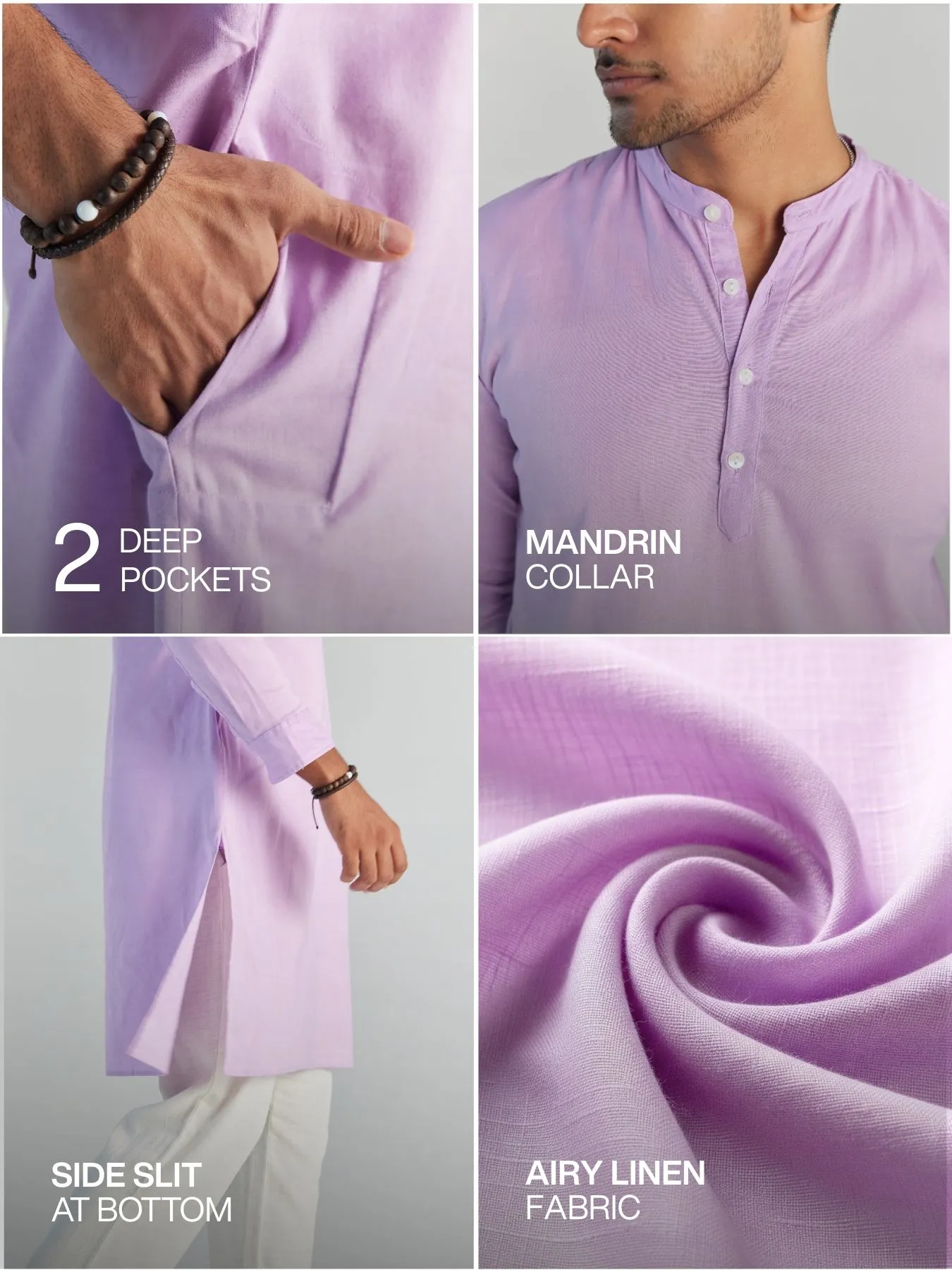 Pick Any 4 Men Airy Linen Long Kurta - Image 5