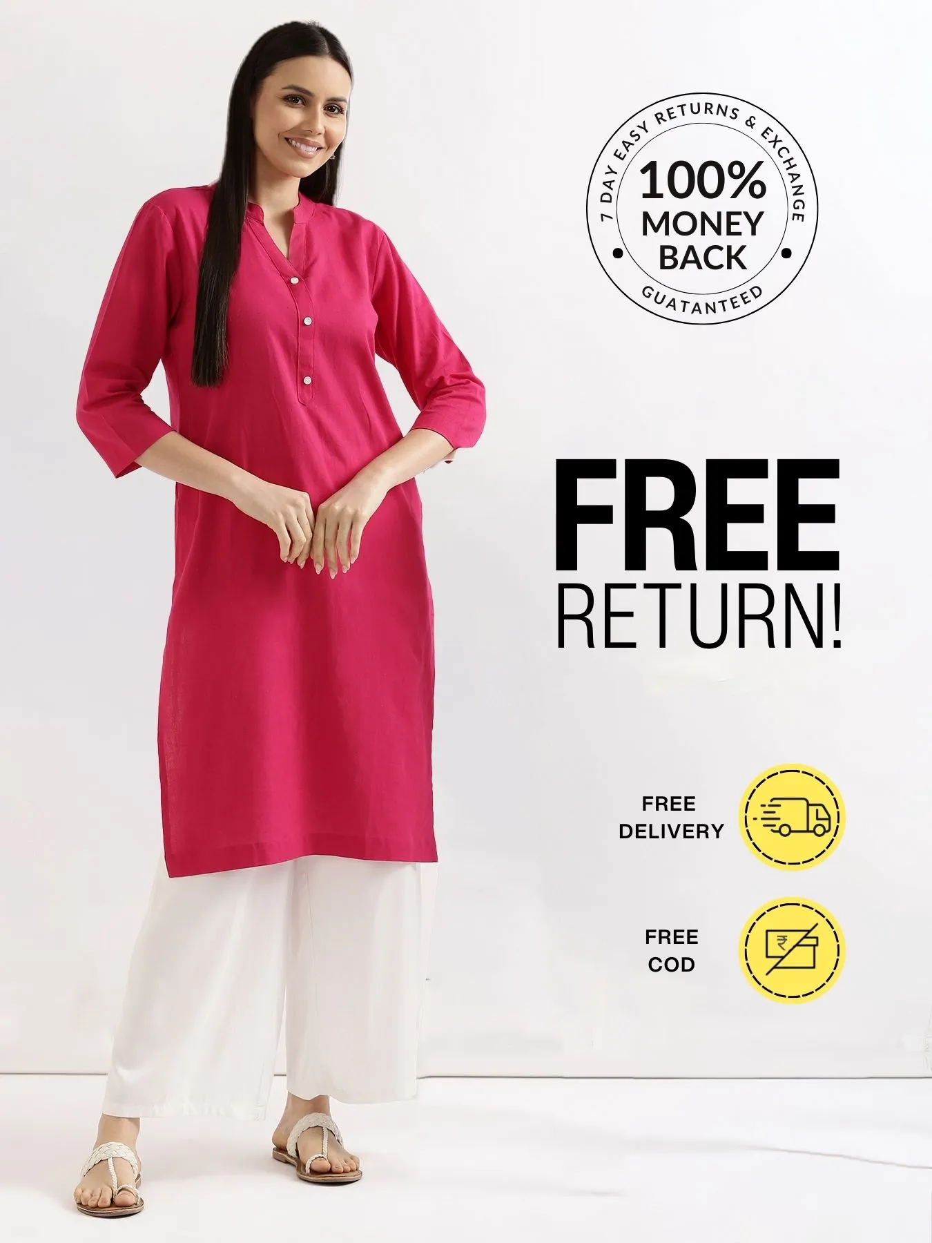 Pick Any 4 Women Airy Linen Long Kurta - Image 7