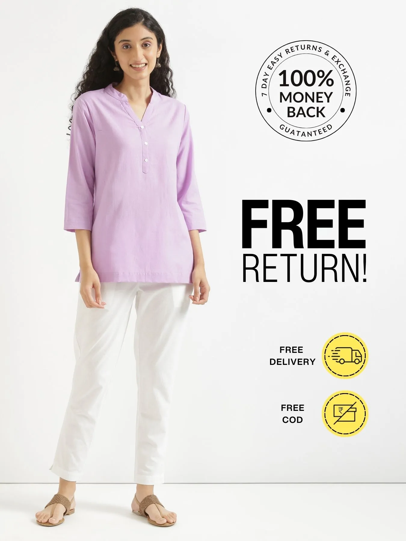 Pick Any 2 Women Airy Linen Short Kurta - Image 24