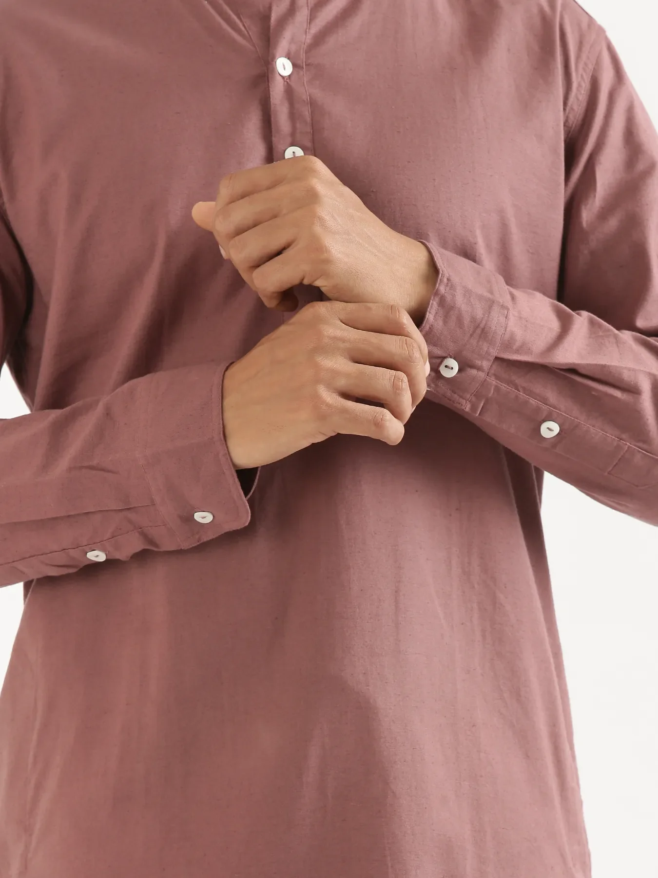 Men Rose Taupe Airy Linen Long Kurta - Image 10
