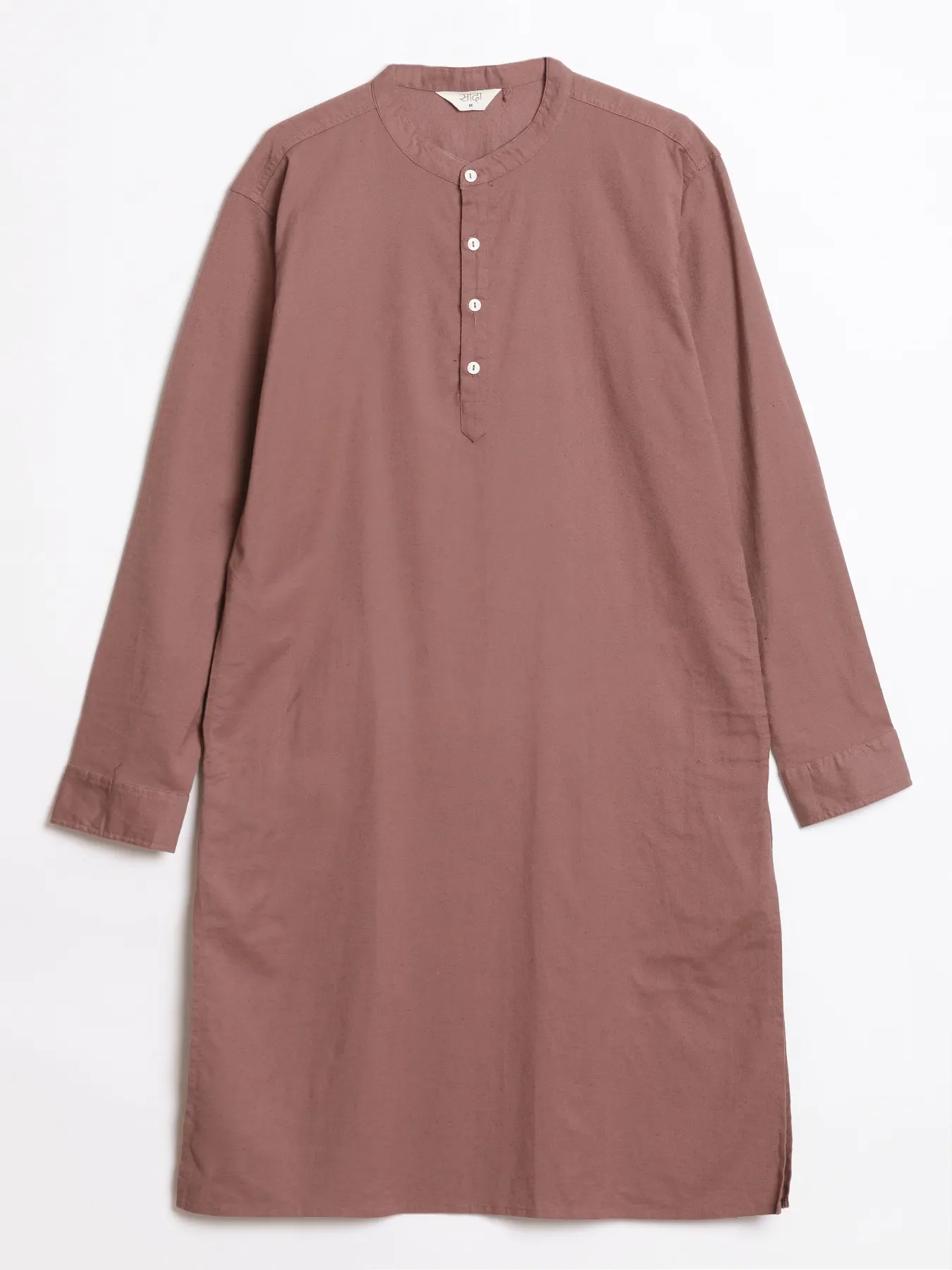 Men Rose Taupe Airy Linen Long Kurta - Image 14