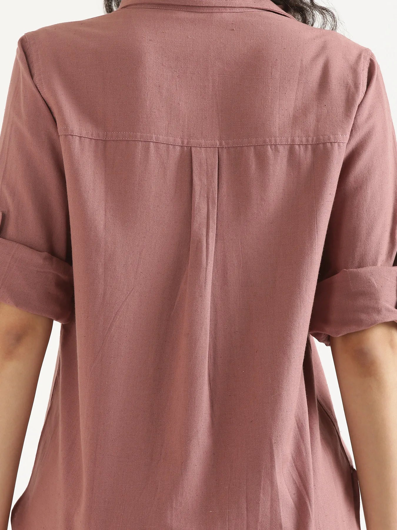 Women Rose Taupe Airy-Linen Shirt - Image 11
