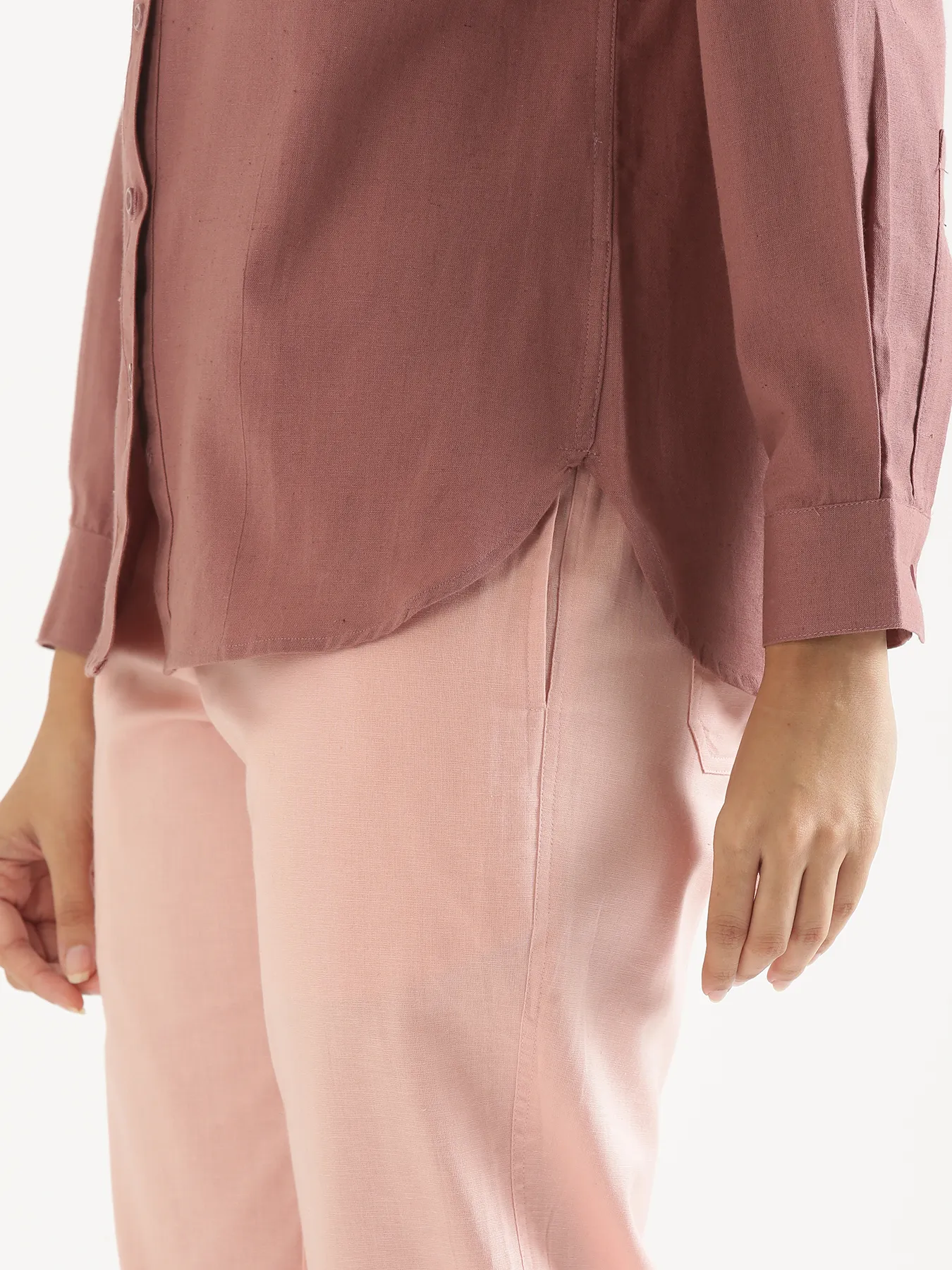 Women Rose Taupe Airy-Linen Shirt - Image 12