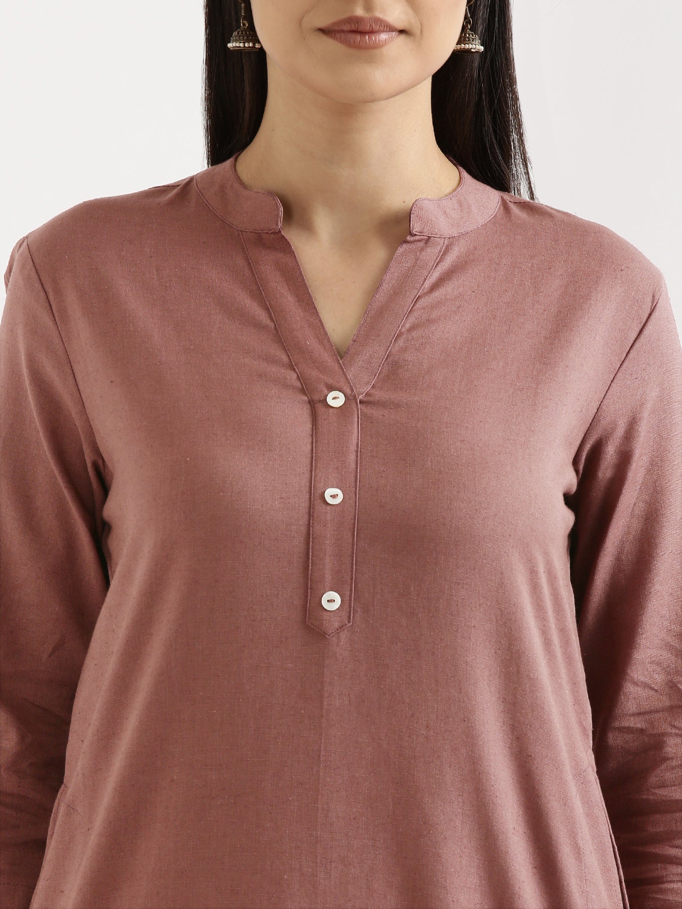 Women Rose Taupe & Lilac Long Kurta - Image 11