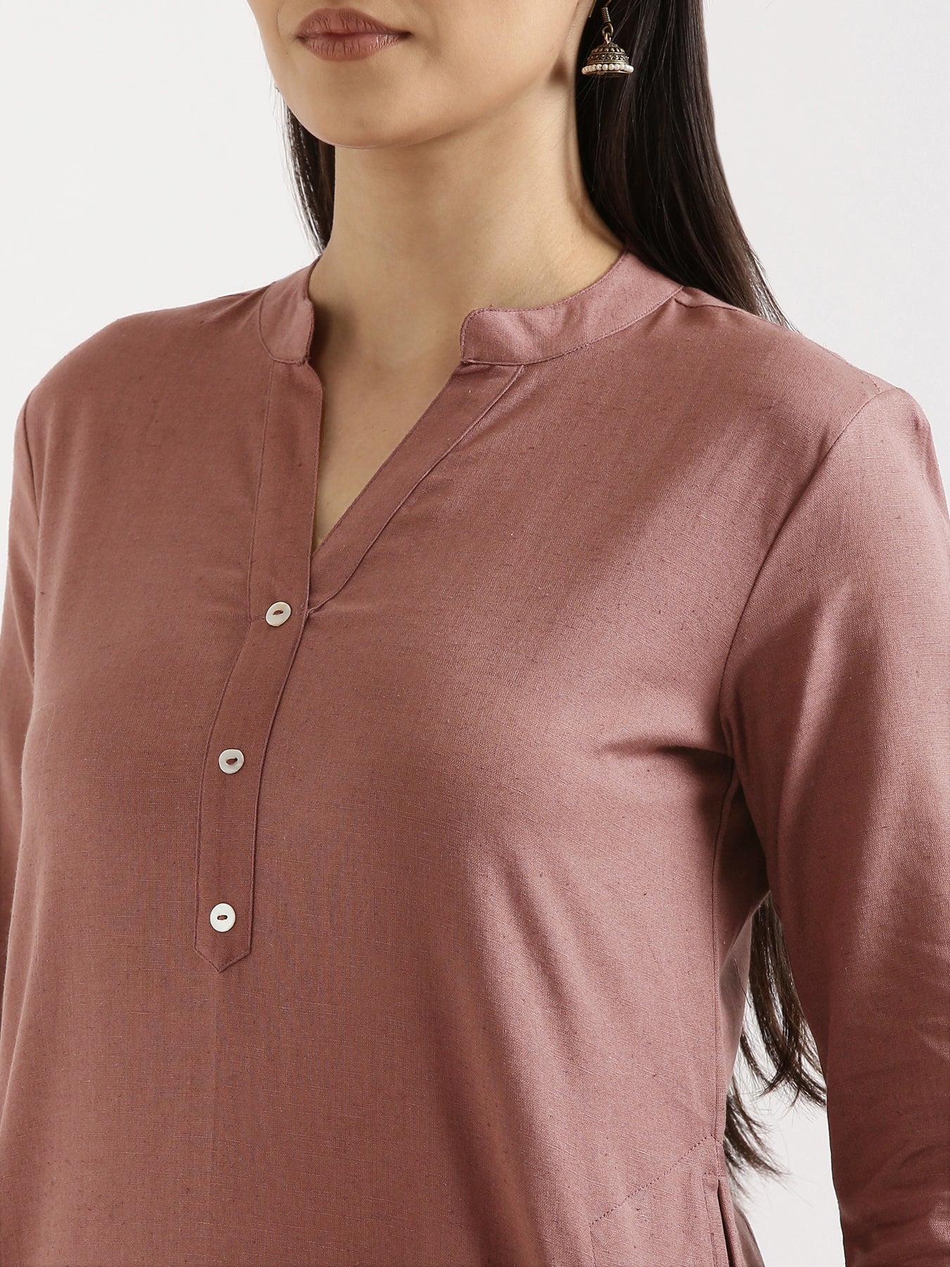 Women Rose Taupe & Lilac Long Kurta - Image 12