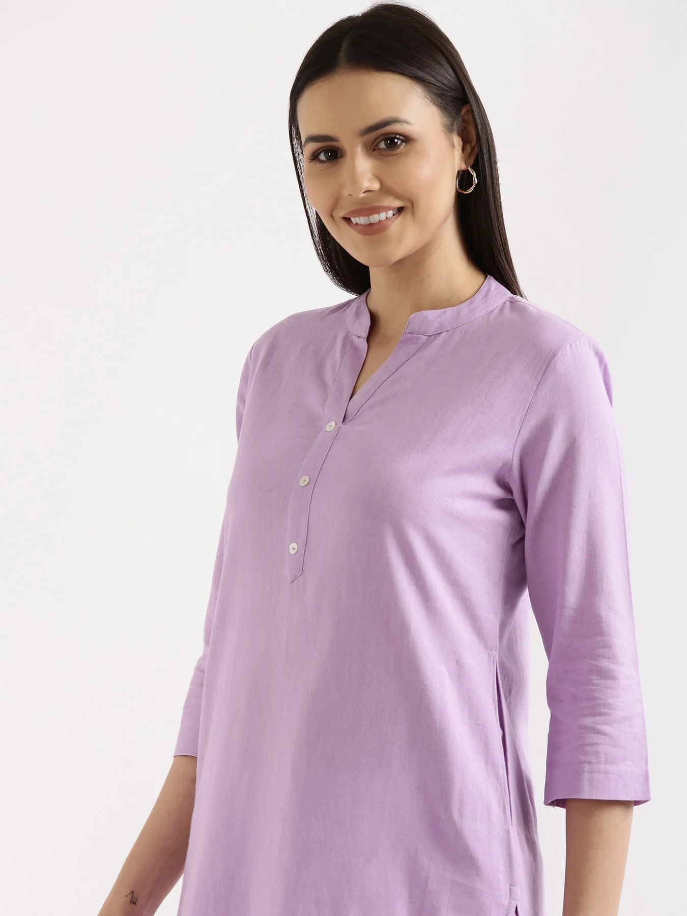 Women Rose Taupe & Lilac Long Kurta - Image 18