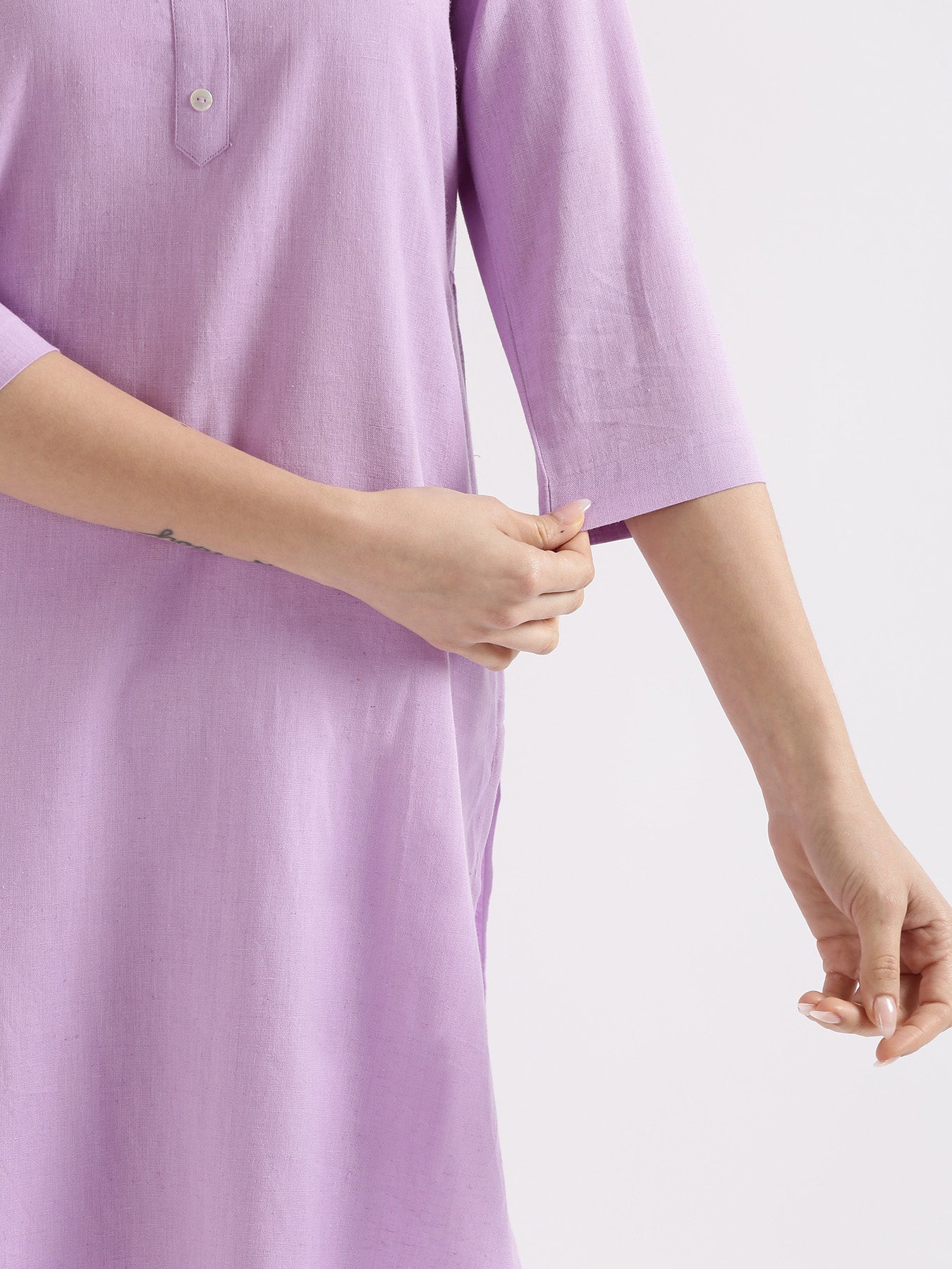 Women Rose Taupe & Lilac Long Kurta - Image 21