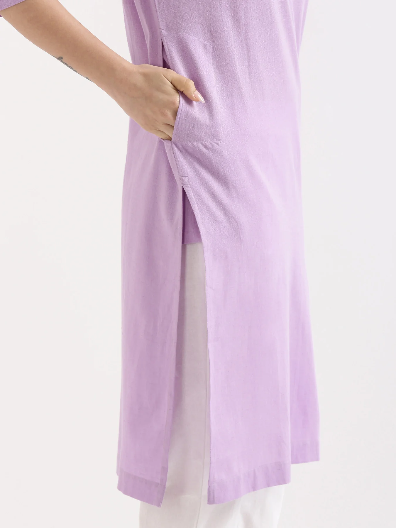 Women Rose Taupe & Lilac Long Kurta - Image 22