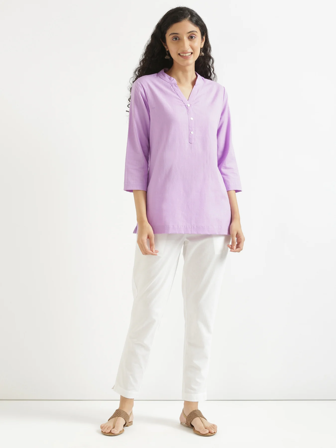 Women Rose Taupe & Lilac Short Kurta - Image 18