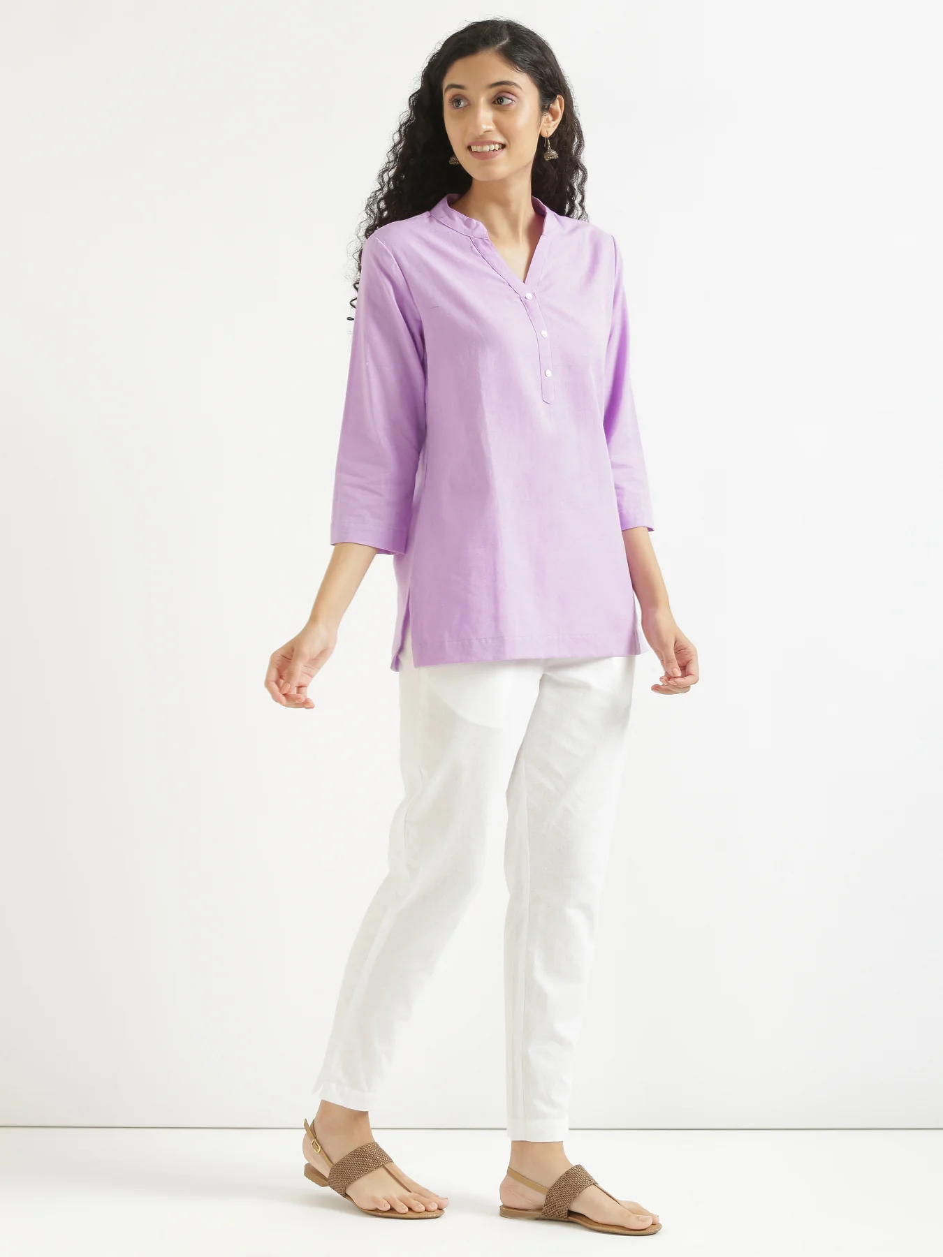 Women Rose Taupe & Lilac Short Kurta - Image 22