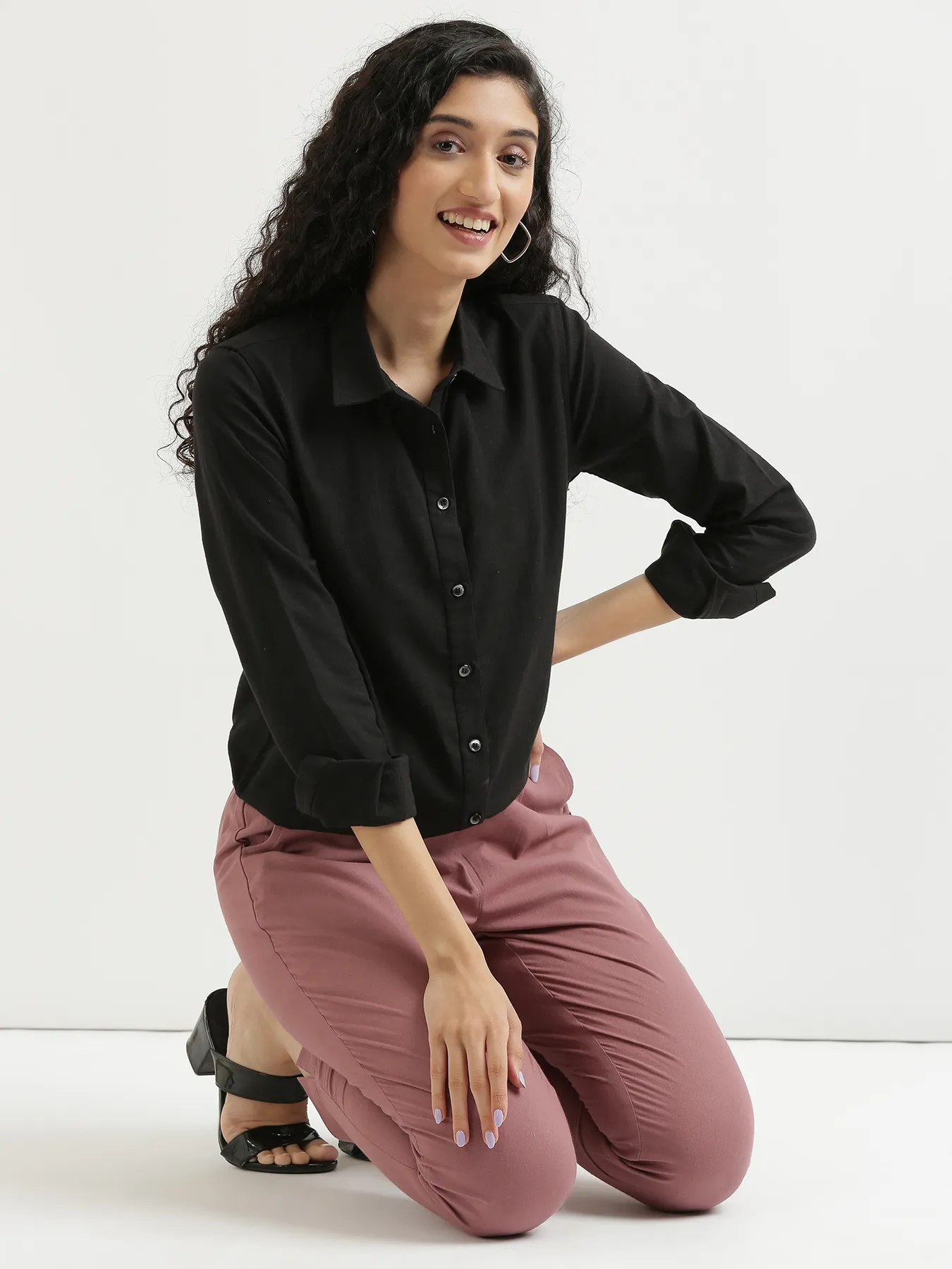 Women Rose Taupe Cotton Pant - Image 11