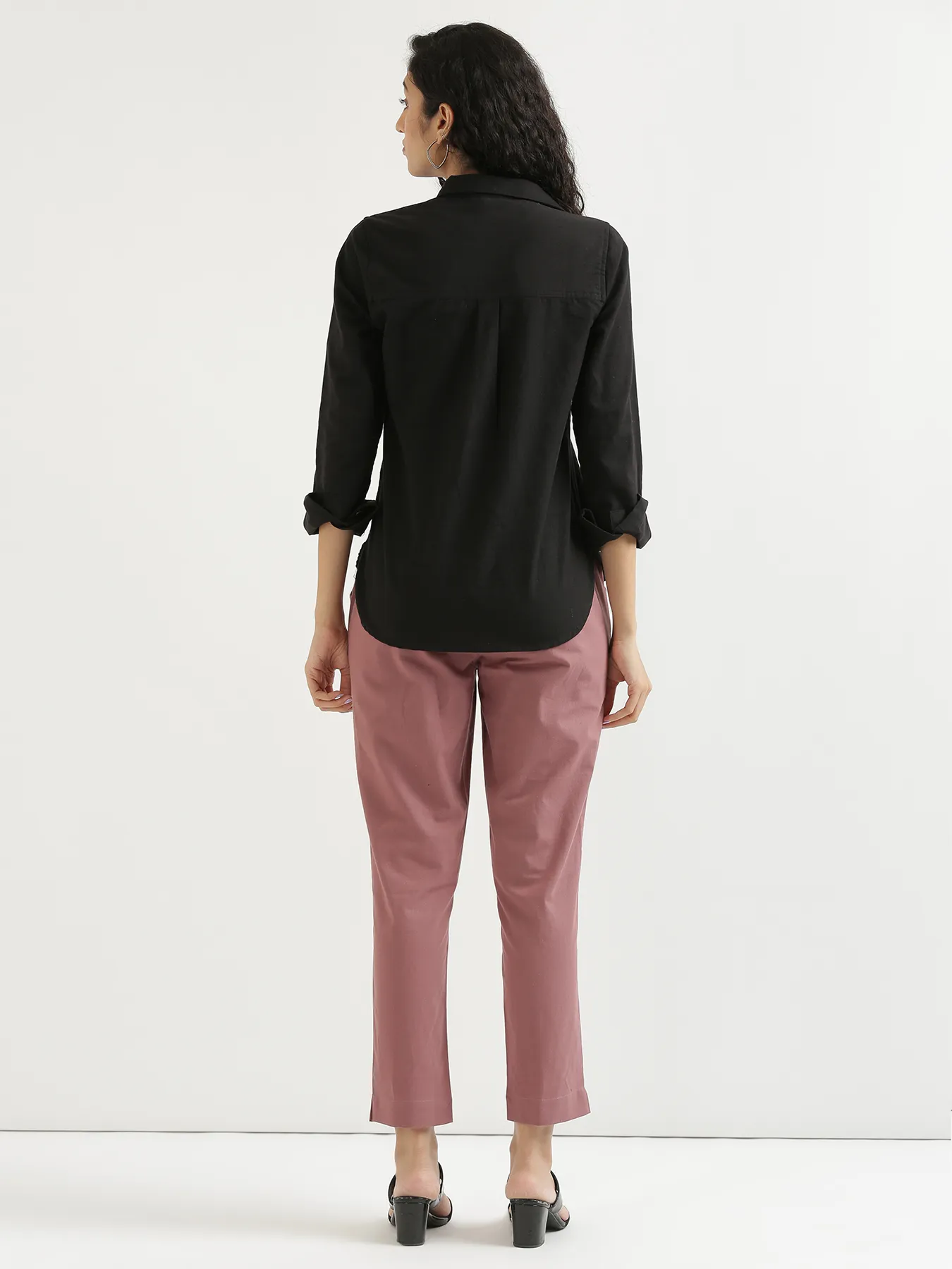 Women Rose Taupe Cotton Pant - Image 12