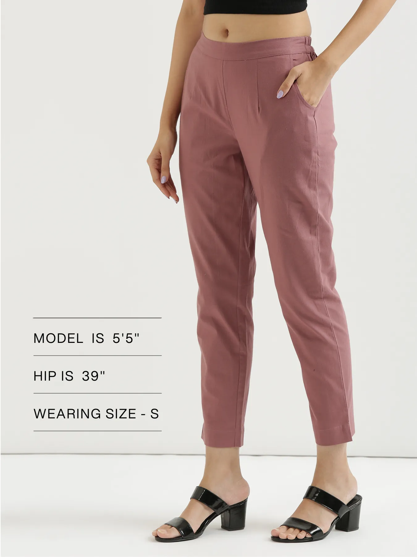 Women Rose Taupe Cotton Pant - Image 13