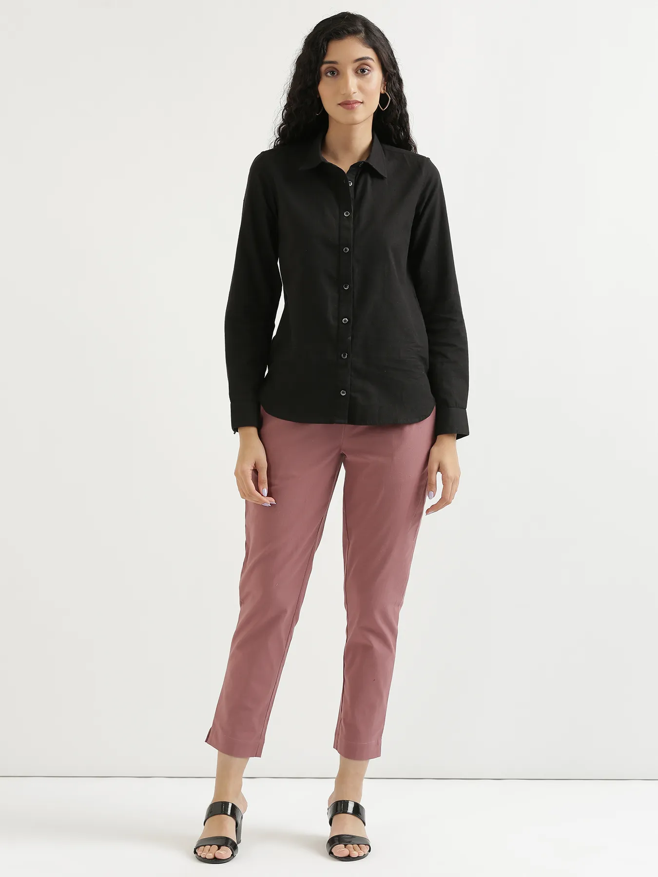 Women Rose Taupe Cotton Pant - Image 3