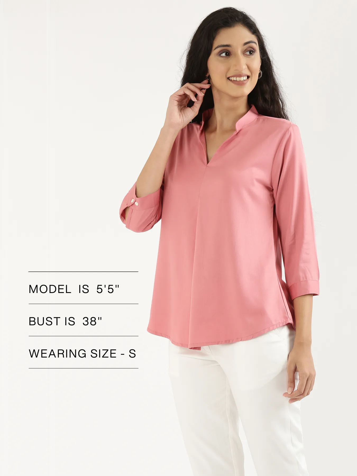 Women Rose Viscose Pleated Top - Image 12