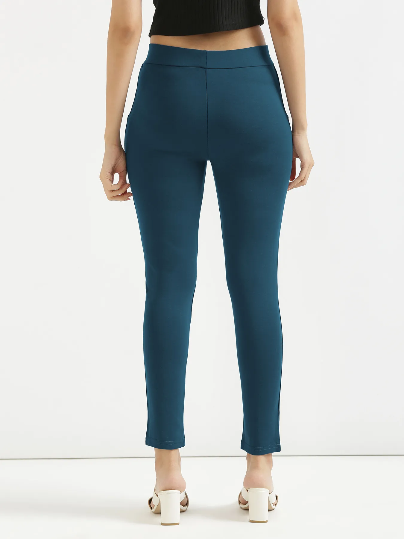 Women Royal Blue 4-Way Stretchable Pants - Image 10