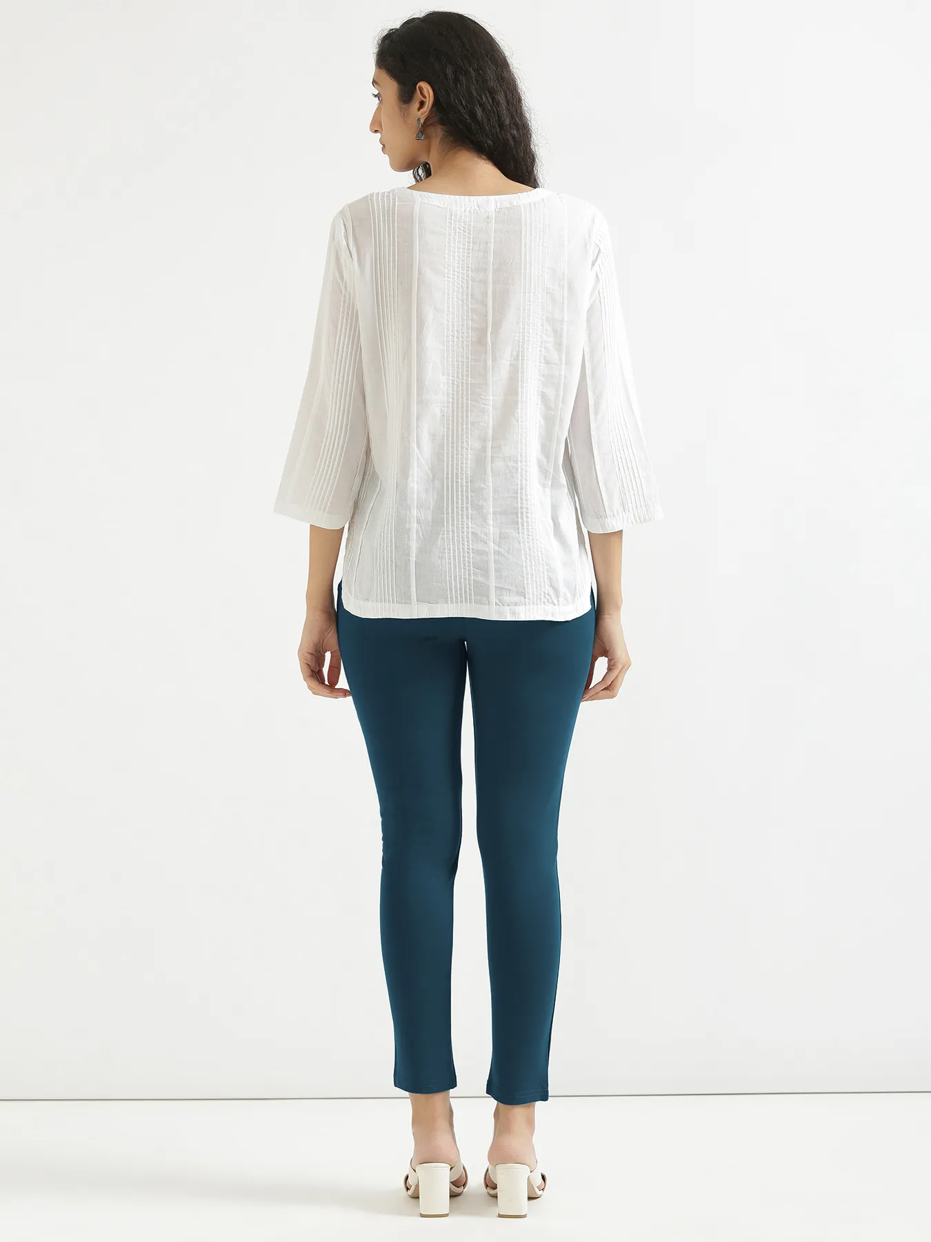 Women Royal Blue 4-Way Stretchable Pants - Image 11