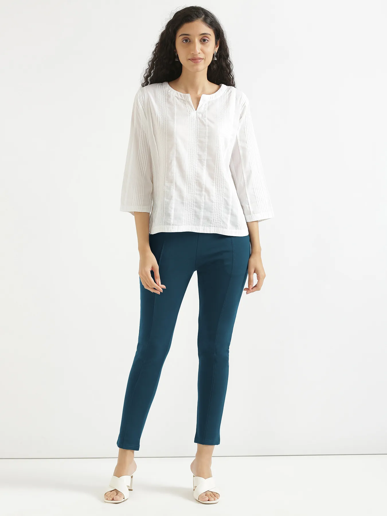 Women Royal Blue 4-Way Stretchable Pants - Image 12