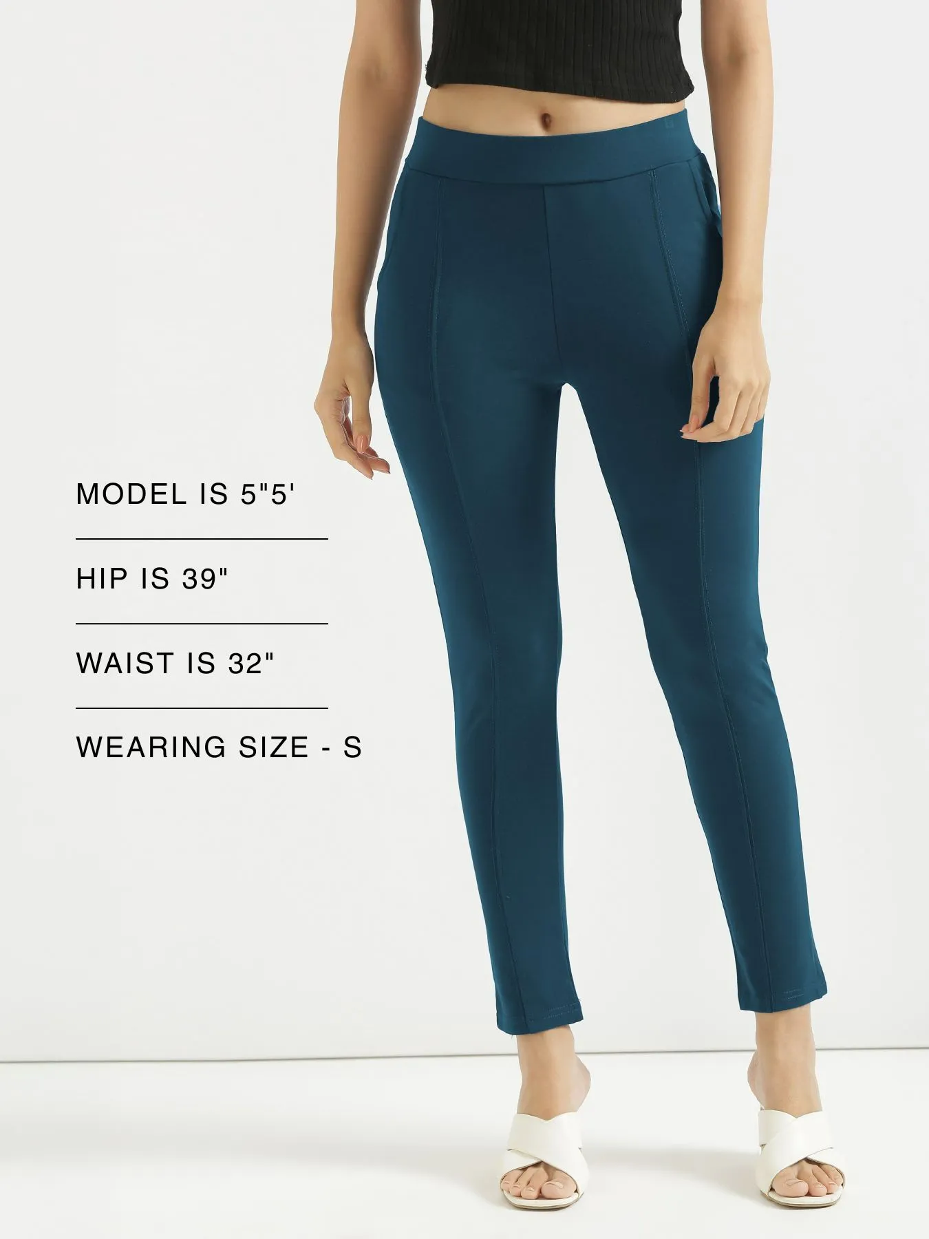 Women Royal Blue 4-Way Stretchable Pants - Image 14