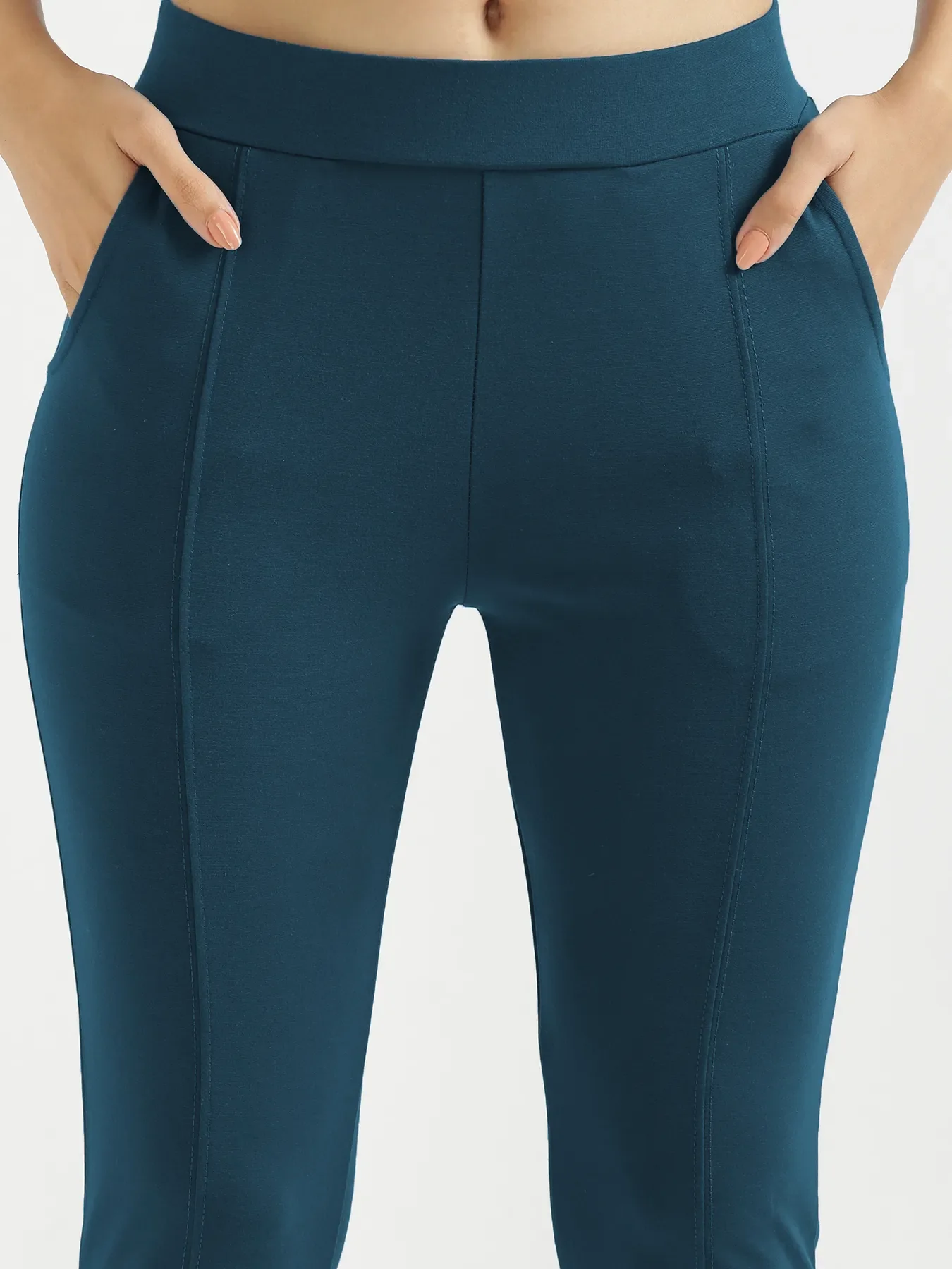 Women Royal Blue 4-Way Stretchable Pants - Image 6