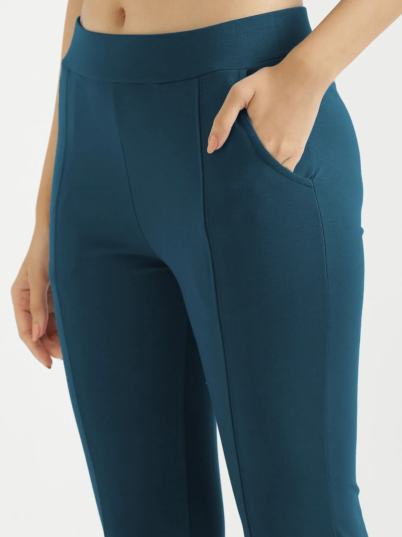 Women Royal Blue 4-Way Stretchable Pants - Image 7