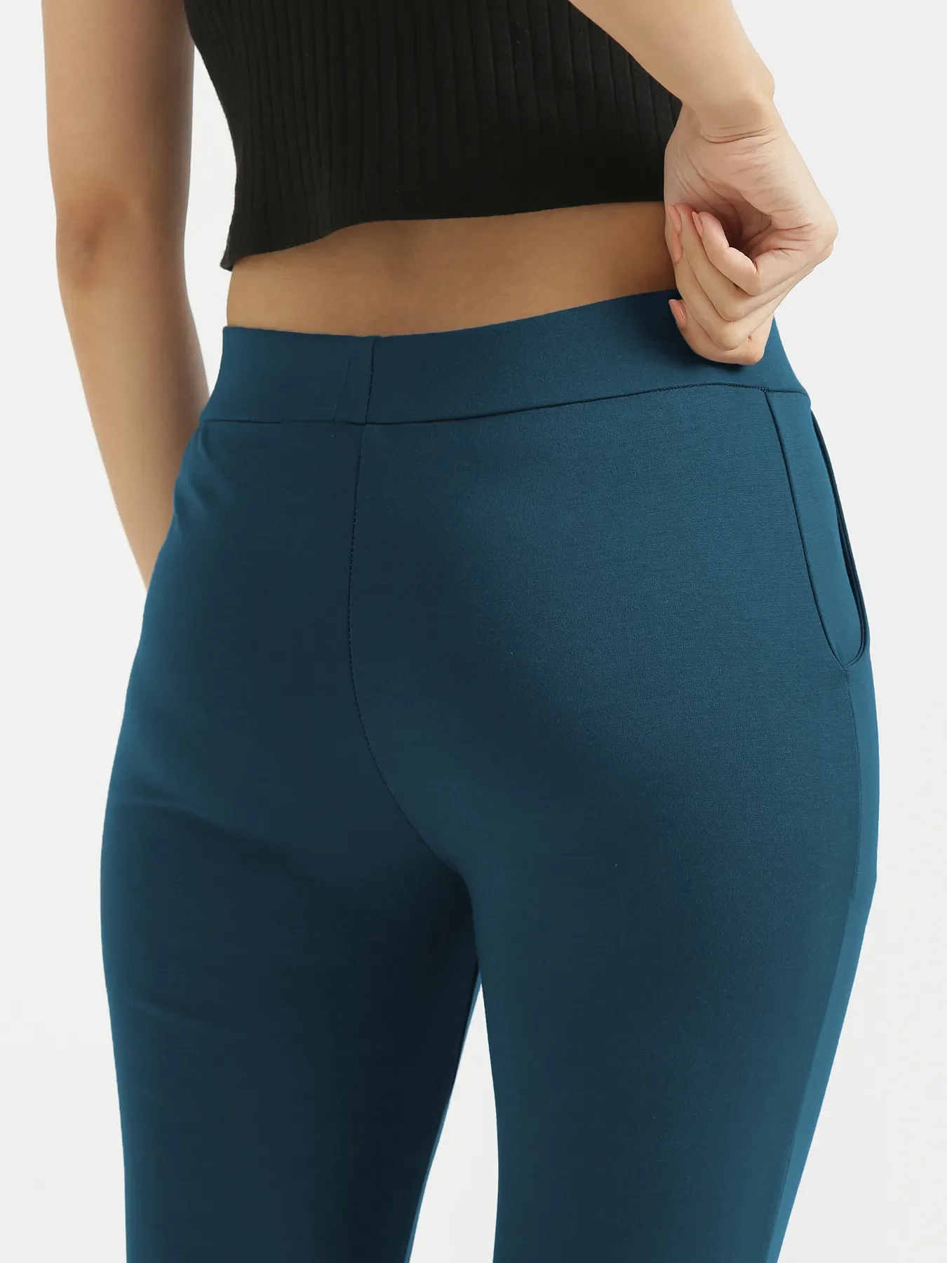 Women Royal Blue 4-Way Stretchable Pants - Image 9