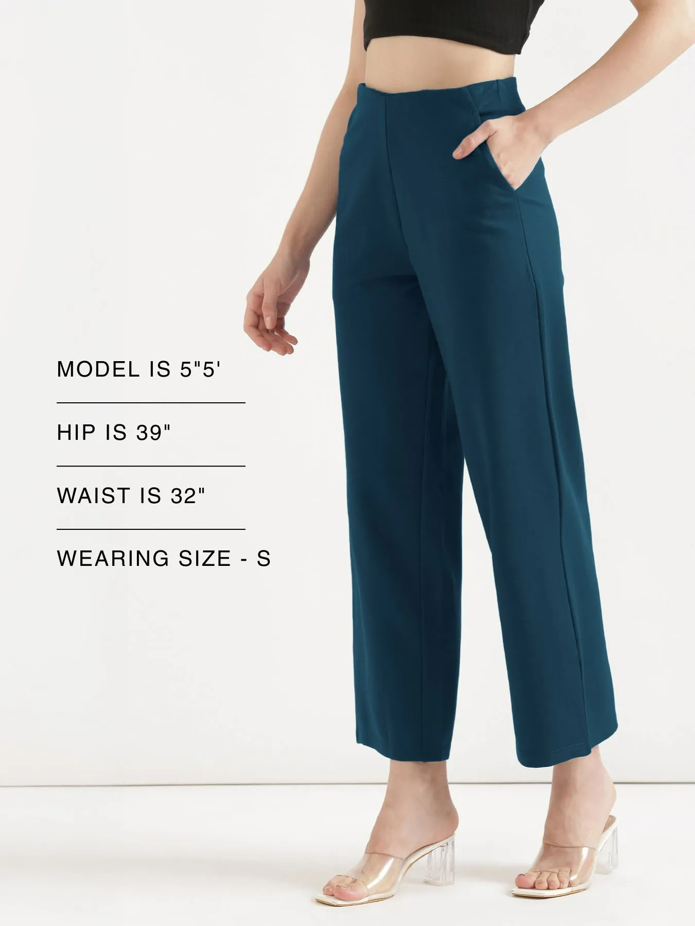 Women Royal Blue Wide Leg Pants - Image 11