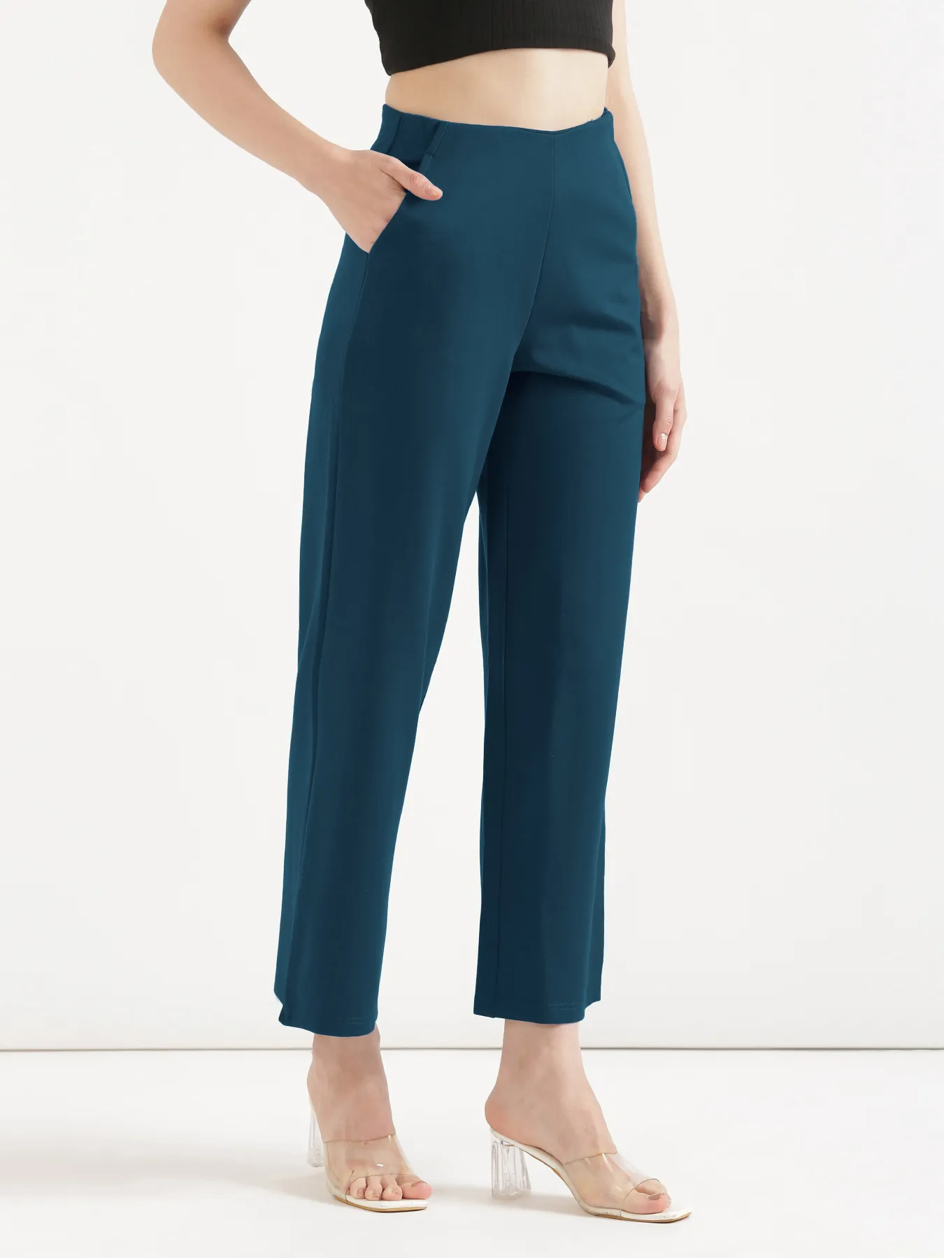 Women Royal Blue Wide Leg Pants - Image 3