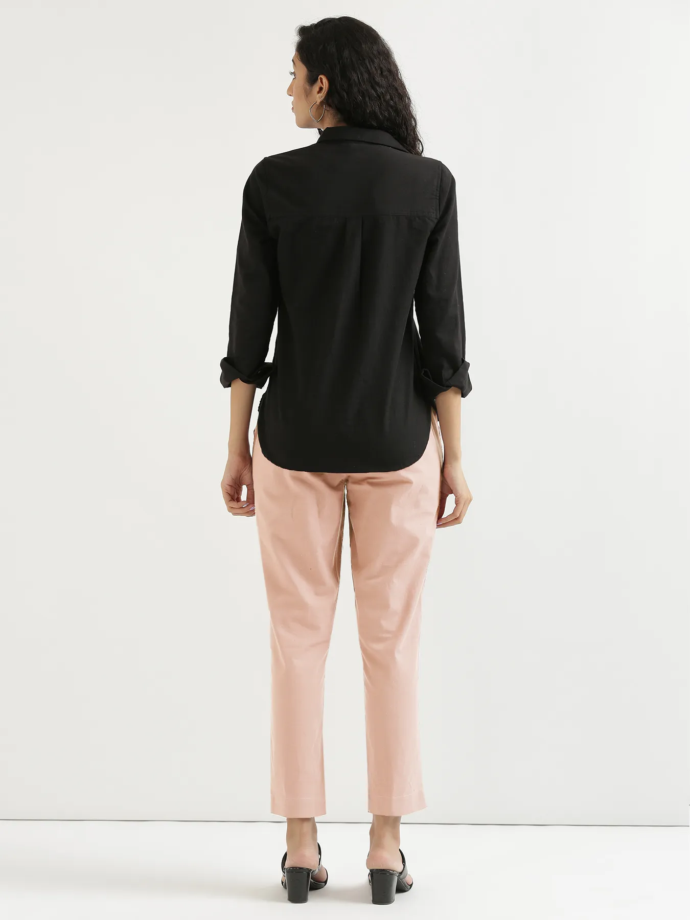 Women Salmon Pink Cotton Pant - Image 10